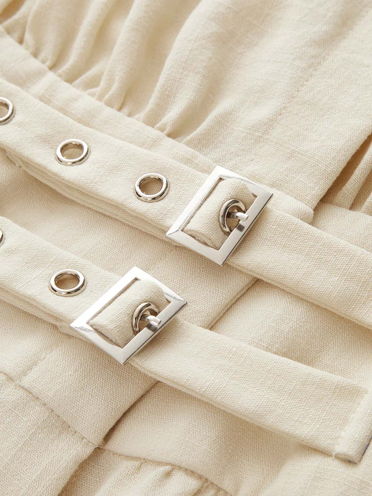 Cotton Blend Double-Buckle Peplum Blouse - Image 5