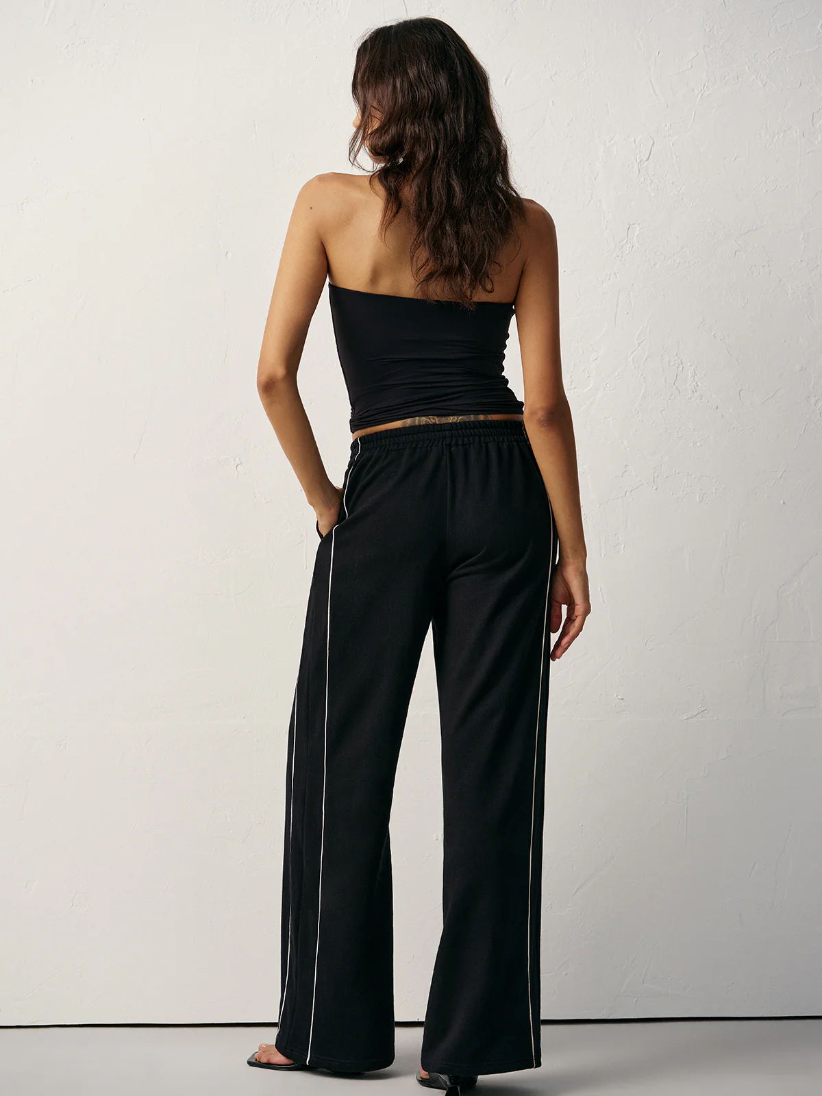 Cotton Blend Mid-Waist Side Stripe Sweatpants - Image 6