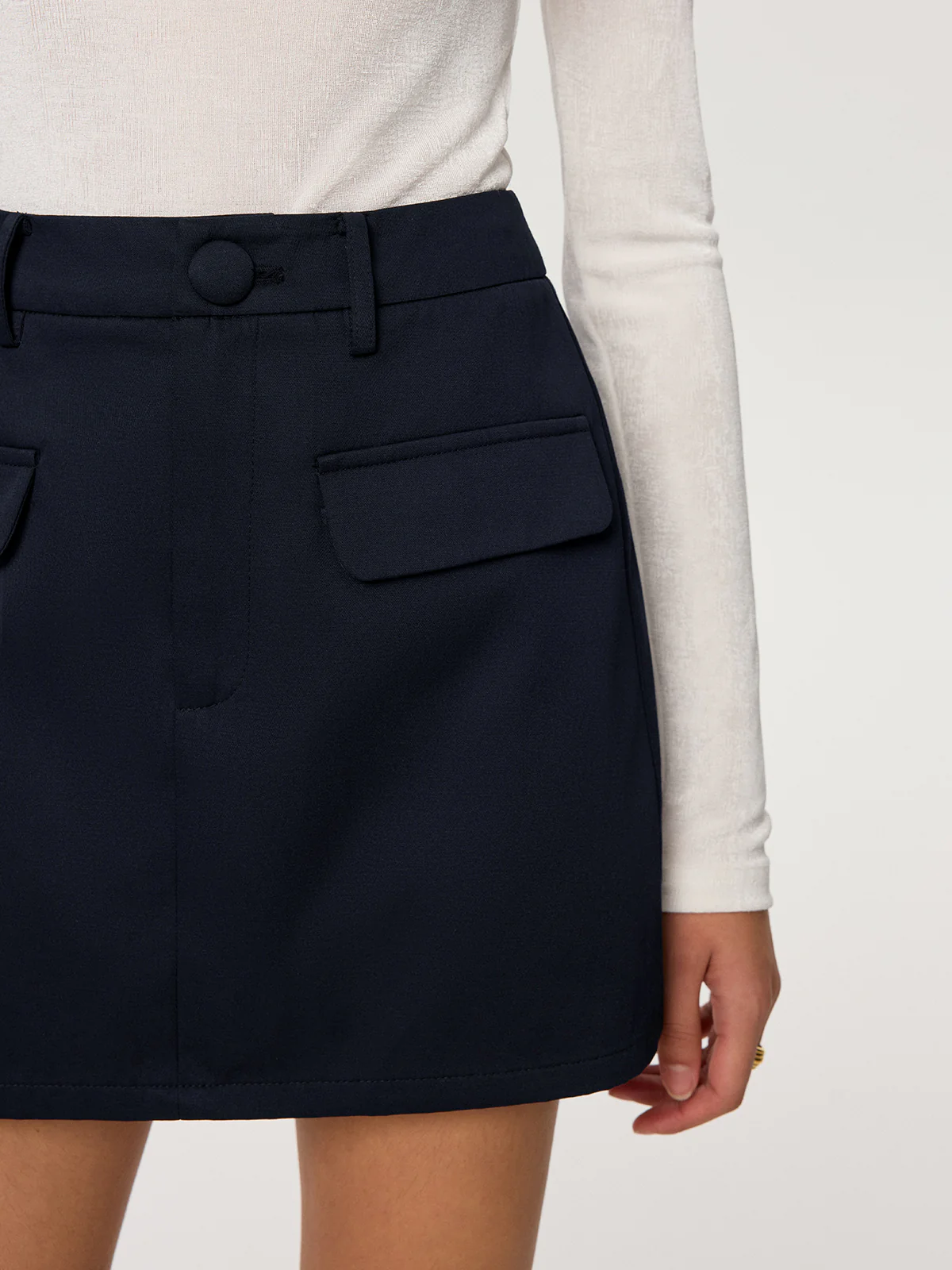 Cotton Blend Mini Skirt without Belt - Image 6