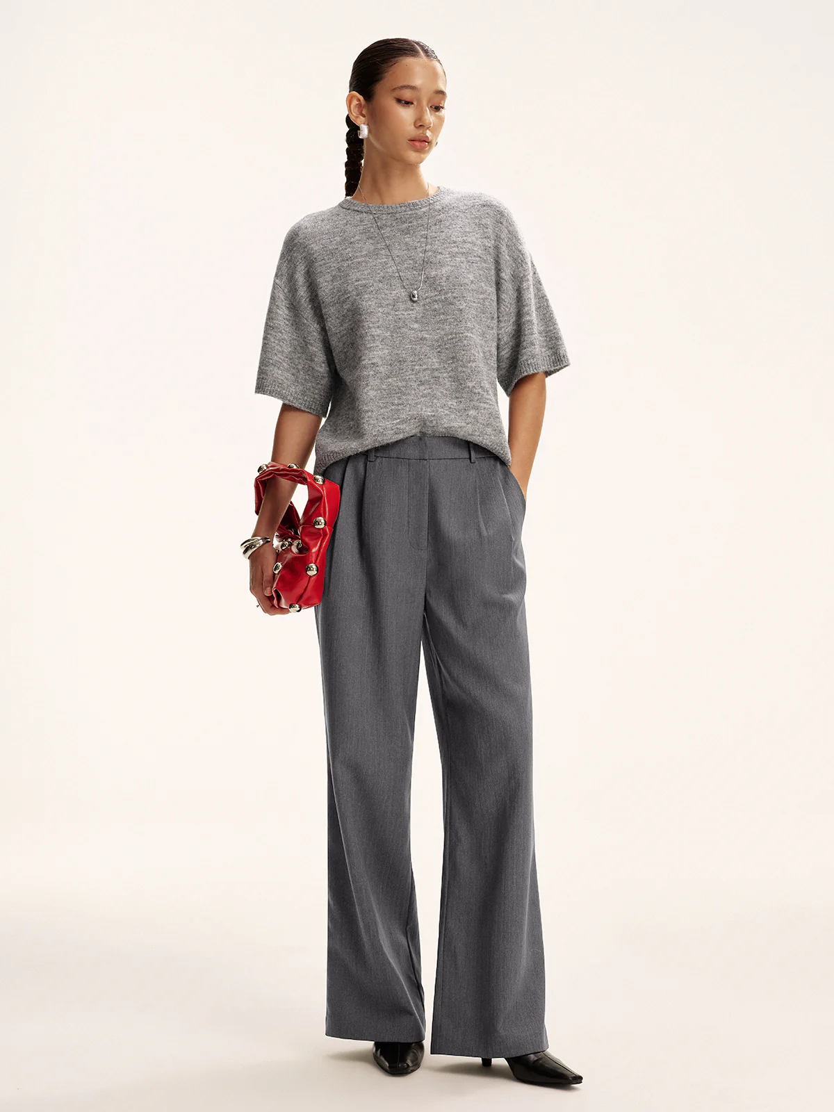 Cotton-Blend Pleated Pants without Belt - Image 3