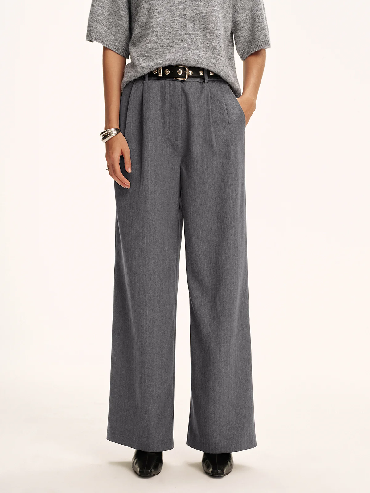 Cotton-Blend Pleated Pants without Belt - Image 4