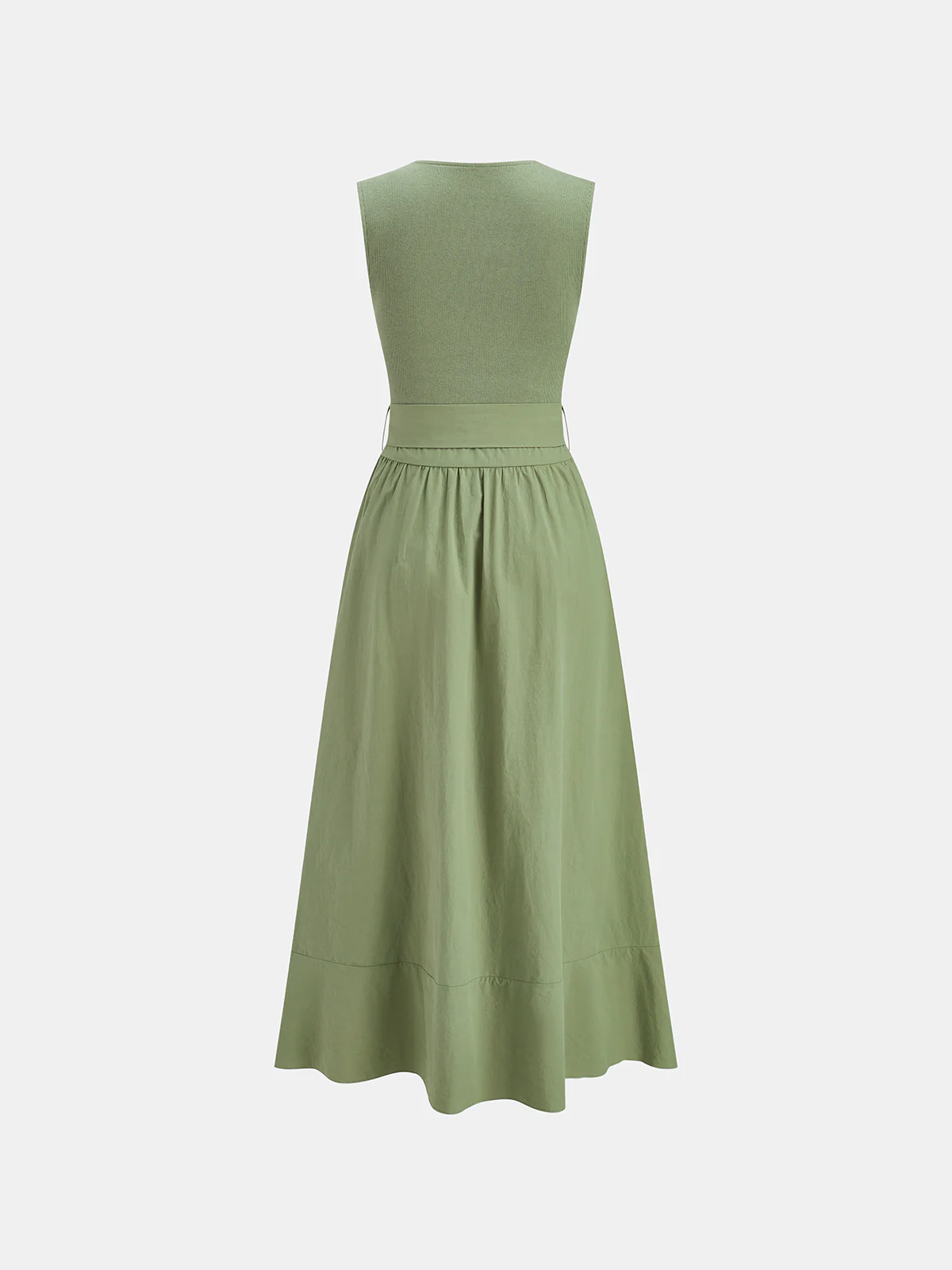 Cotton Blend Ruffled Belted Sleeveless Maxi Dress - Image 2