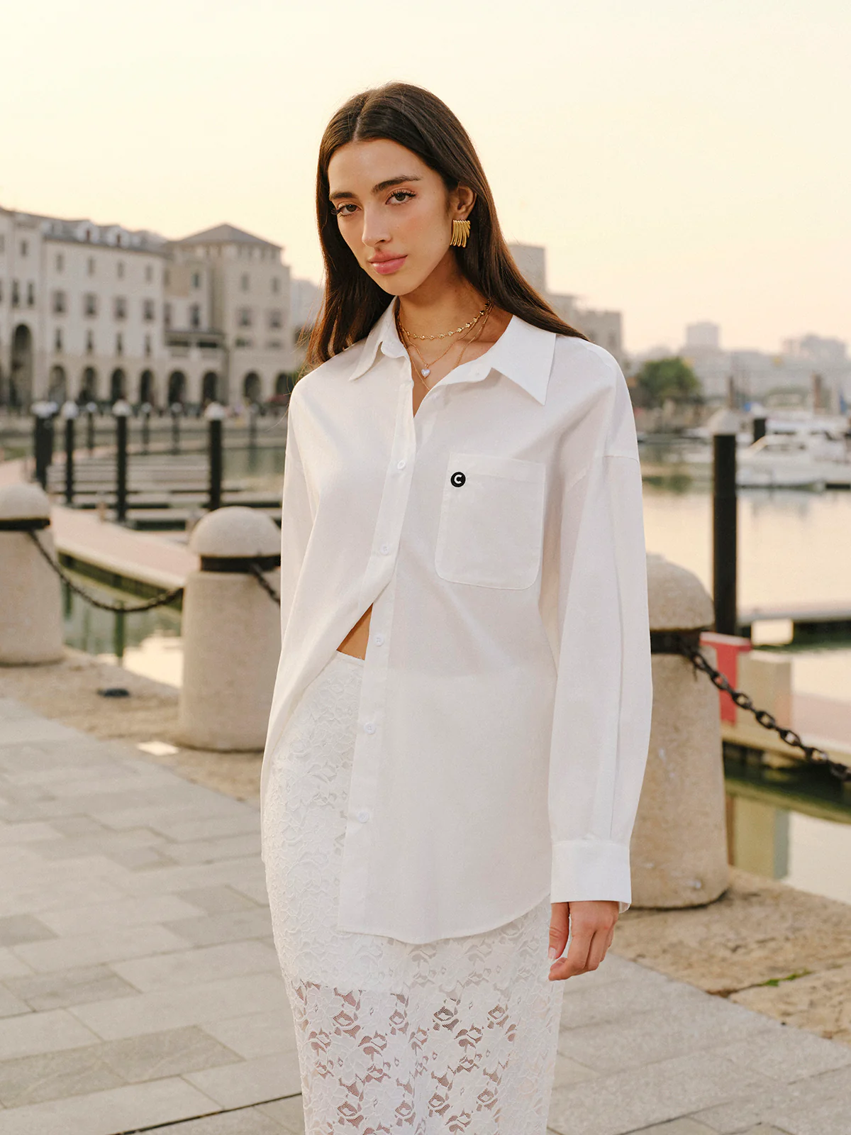 Cotton Blend Tied Front Shirt - Image 4
