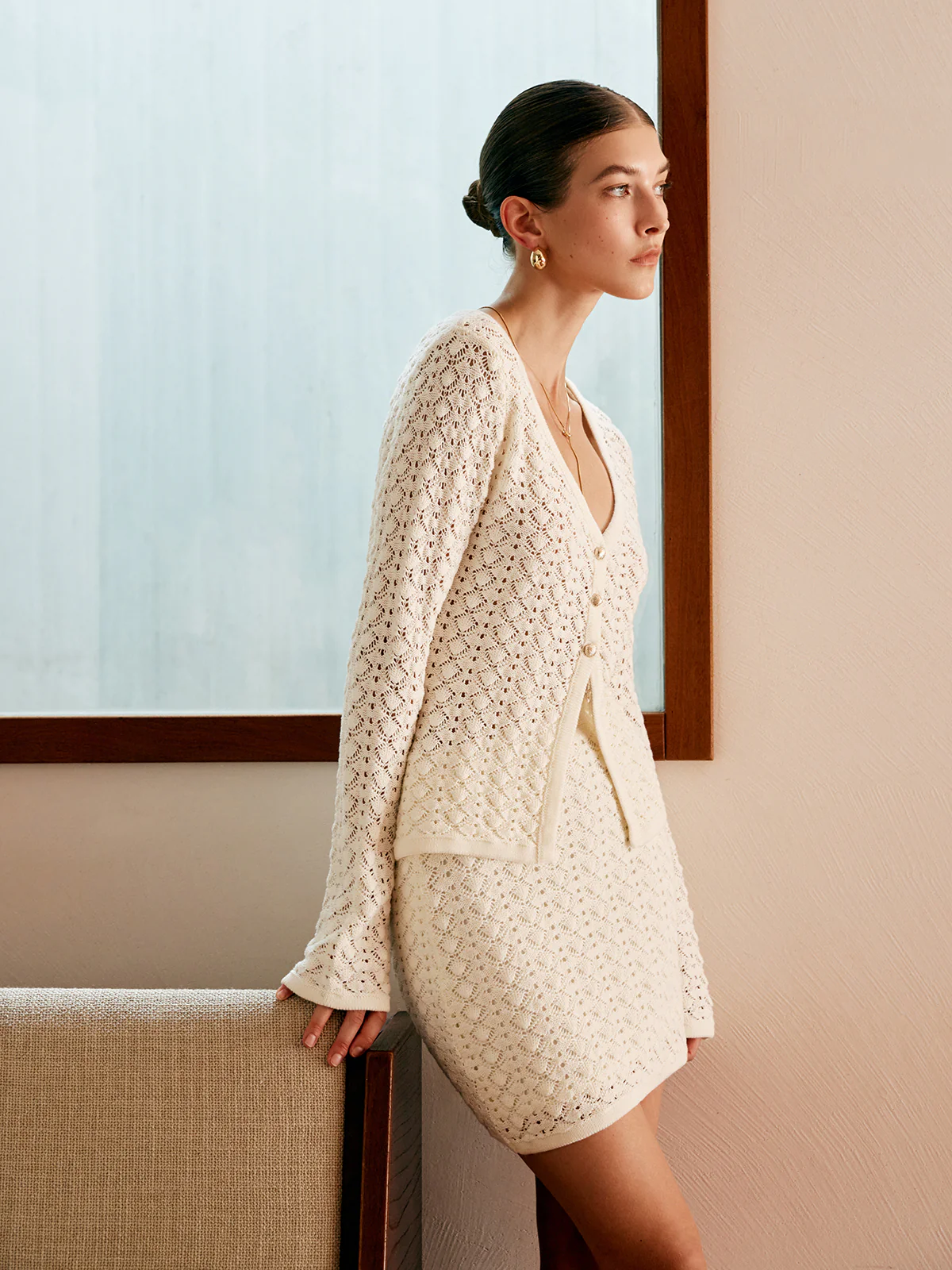 Cotton Blends Hollow Skirt Set - Image 7