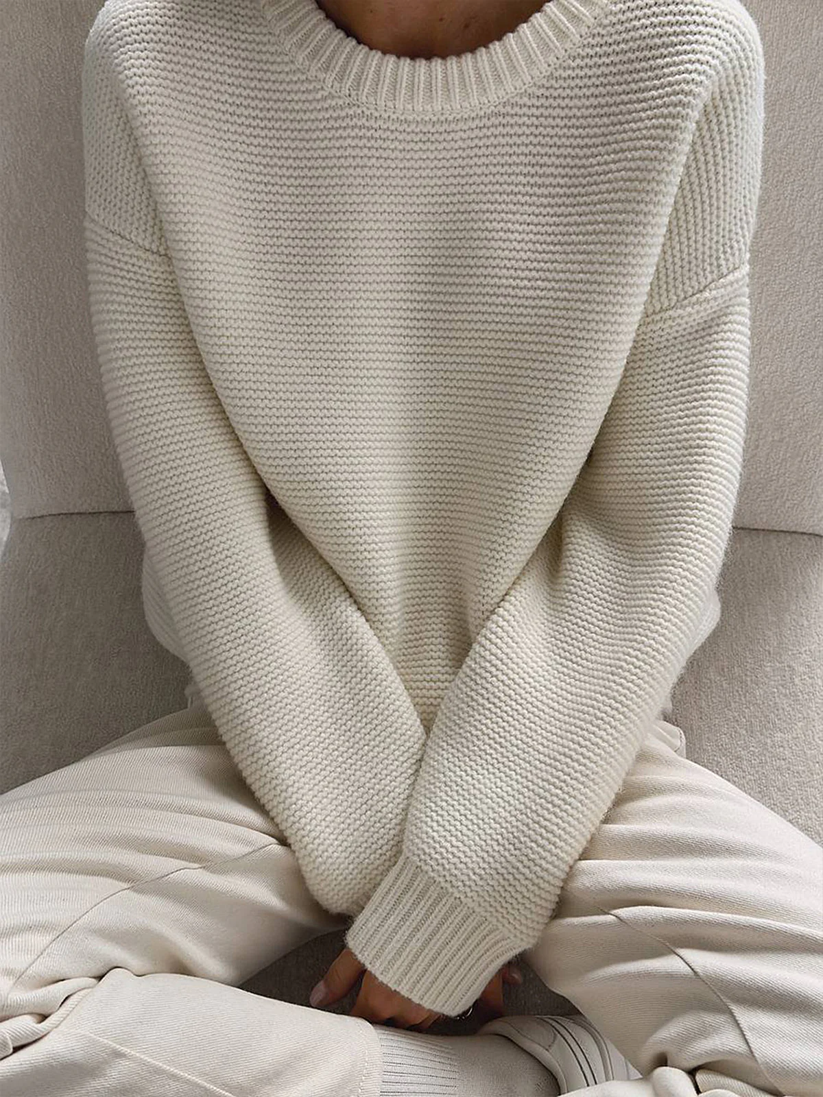 Cotton Blends Mechanism Knitting Sweater - Image 3