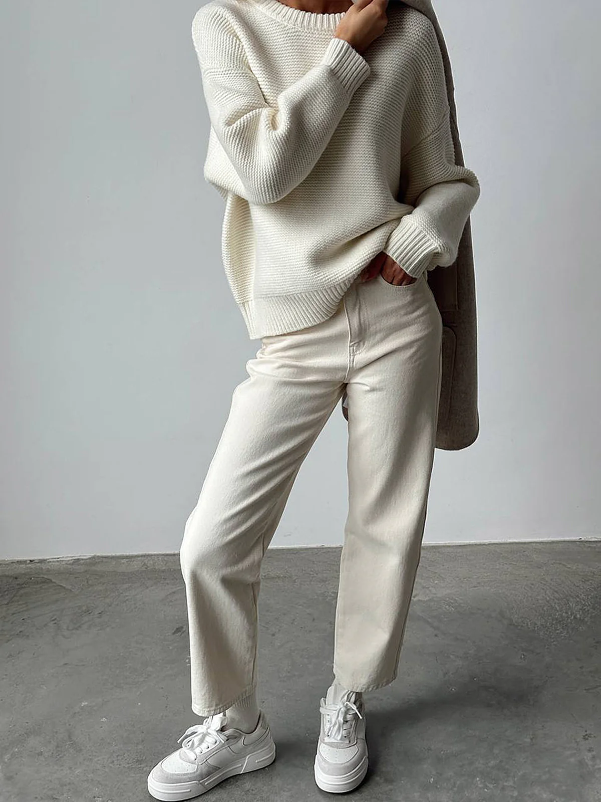 Cotton Blends Mechanism Knitting Sweater - Image 4