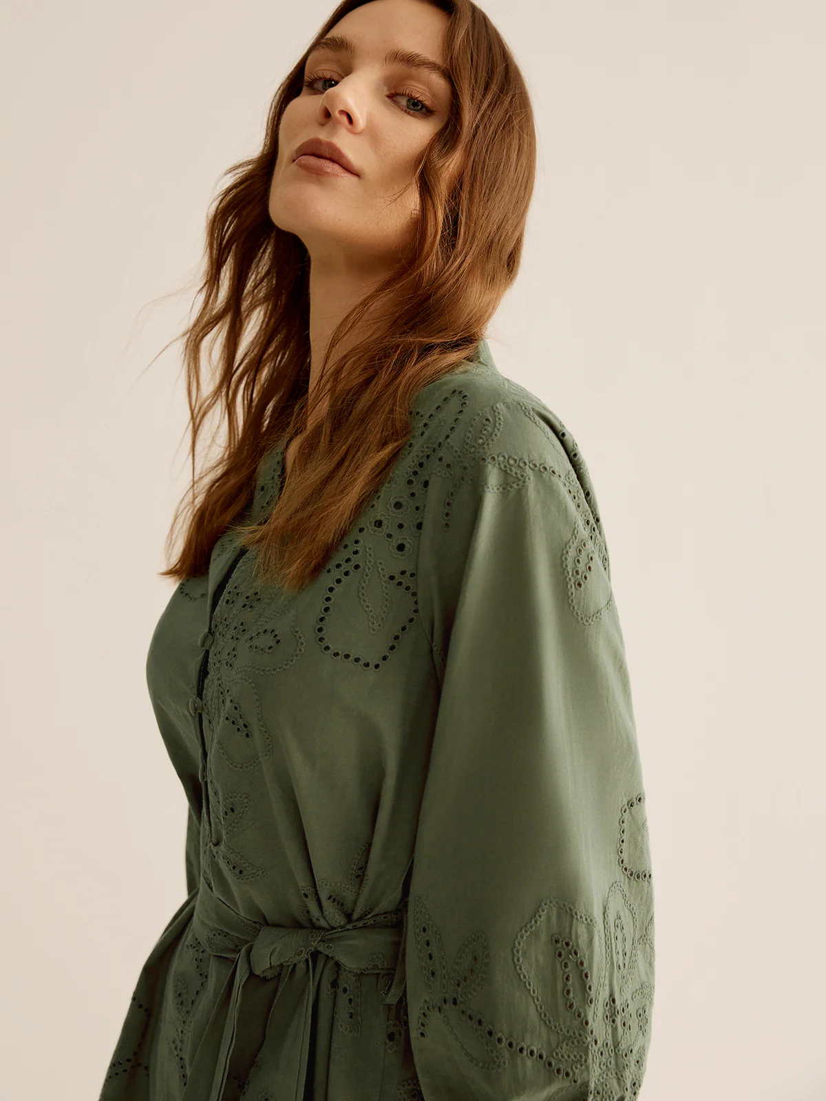 Cotton Boheme Embroidery Belted Dress - Image 5