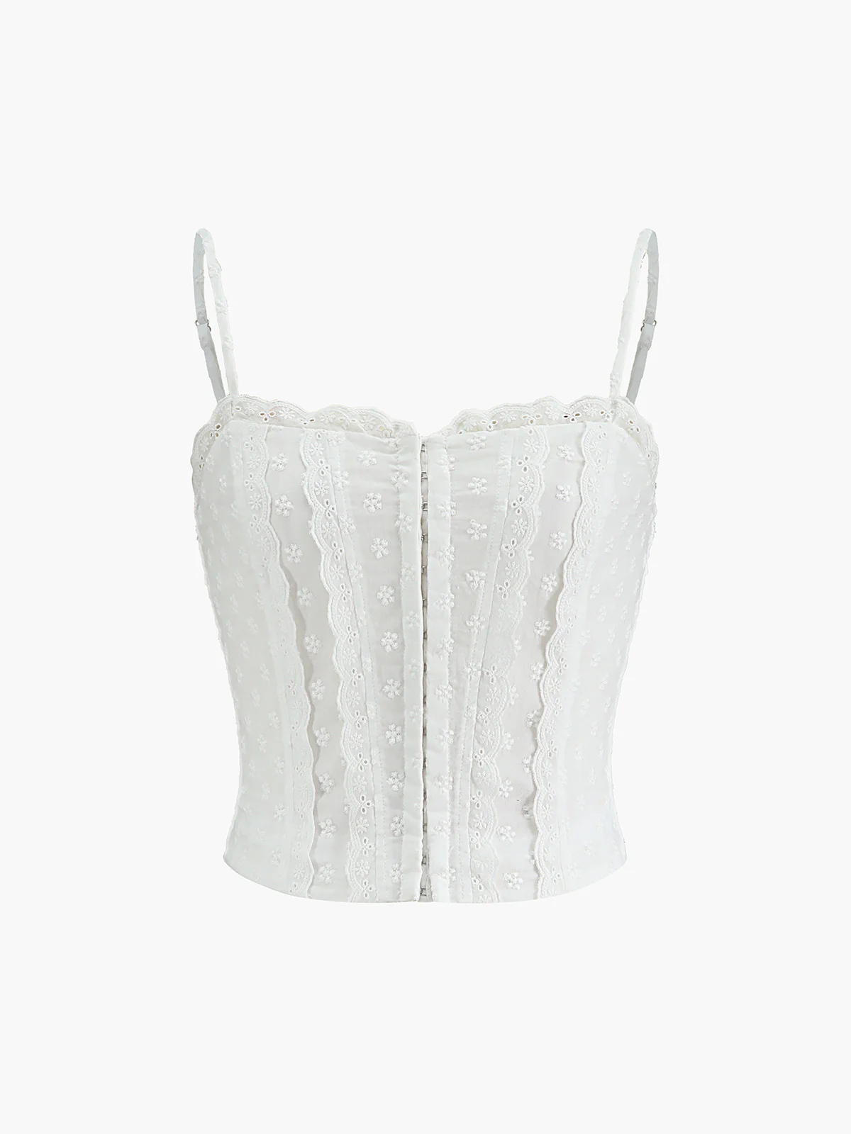 Cotton Button-Front Lace Trim Cami Top - Image 4