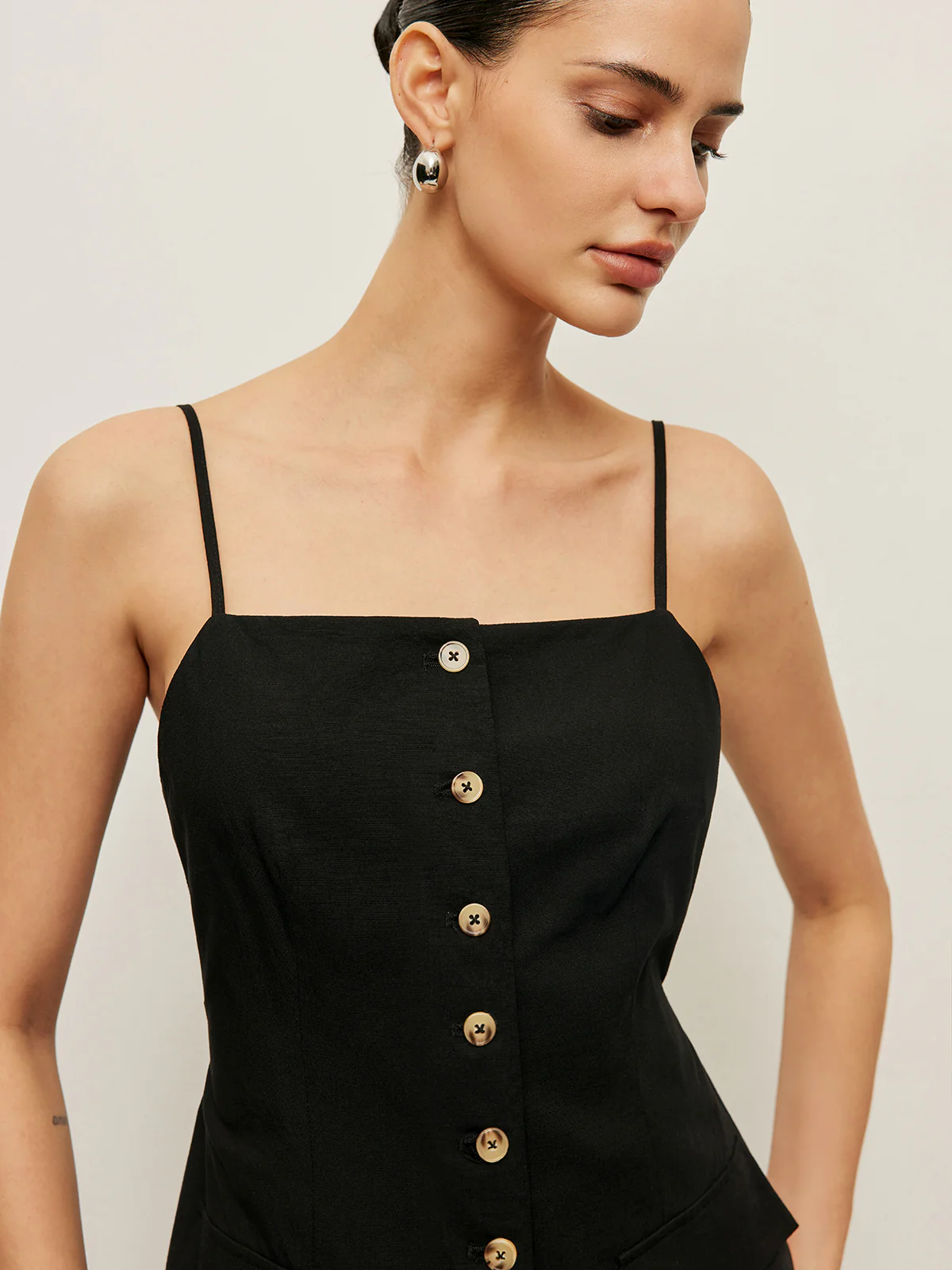 Cotton Button Tie-Back Tank Top - Image 5