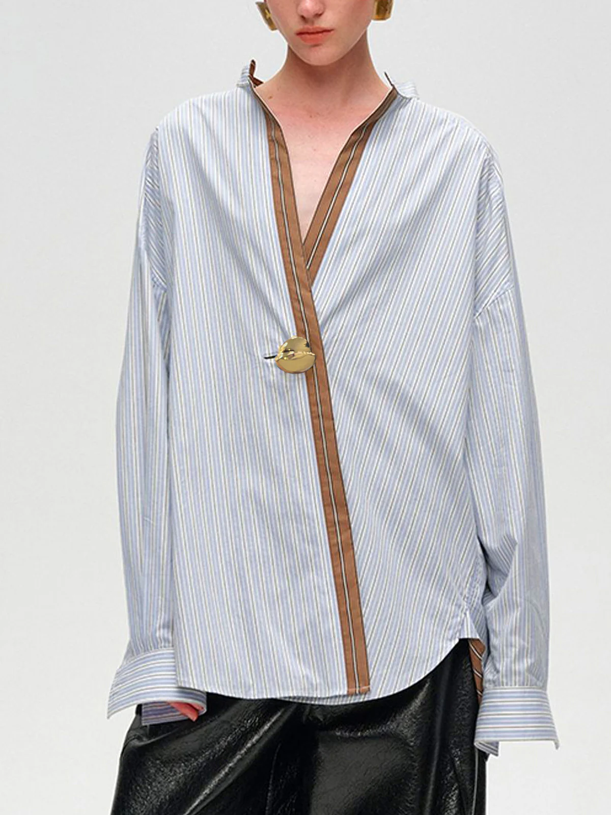 Cotton Contrast Trim Pinstripe Polo Shirt - Image 3