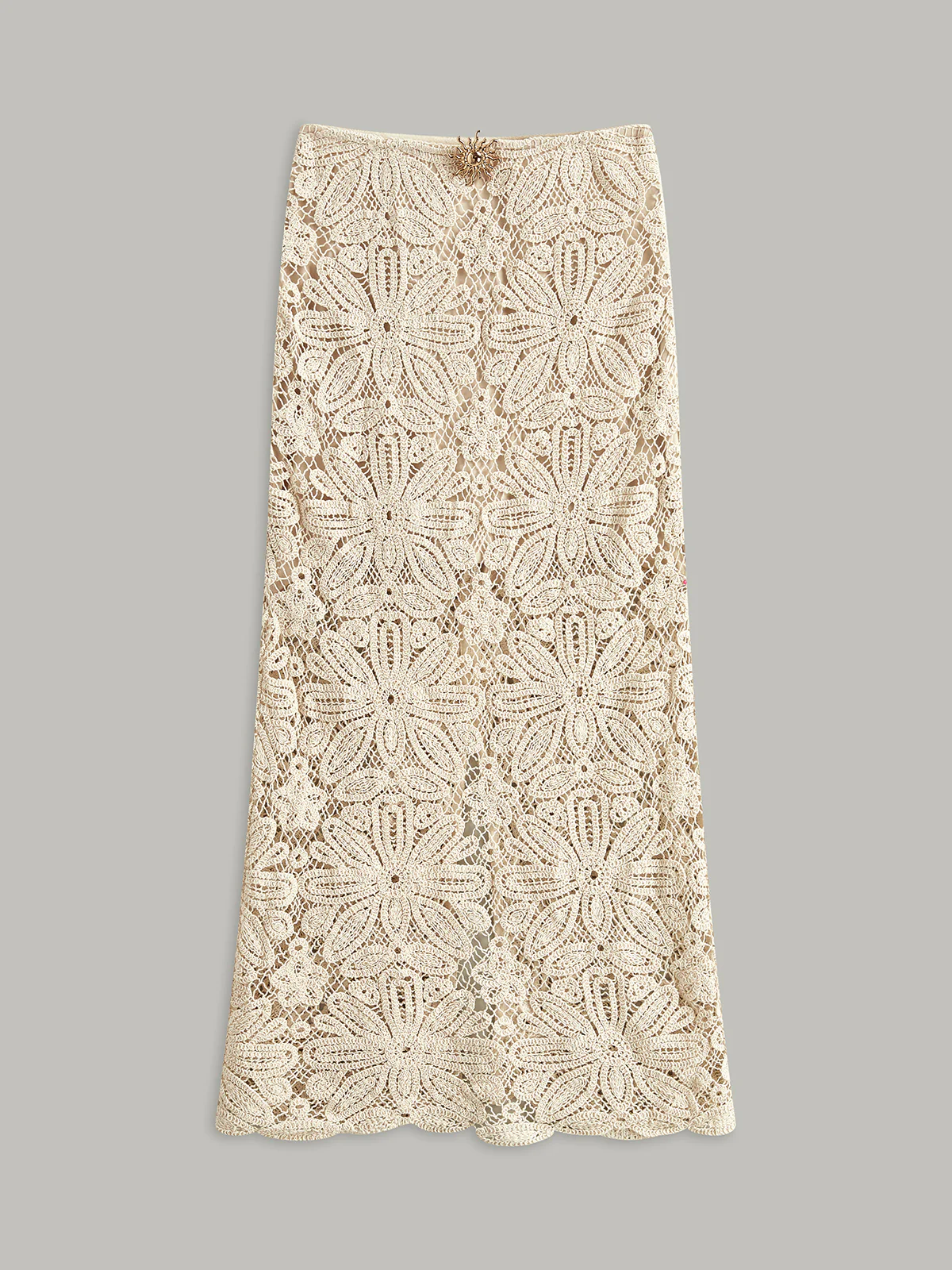 Cotton Crochet Lace Semi-Sheer Skirt