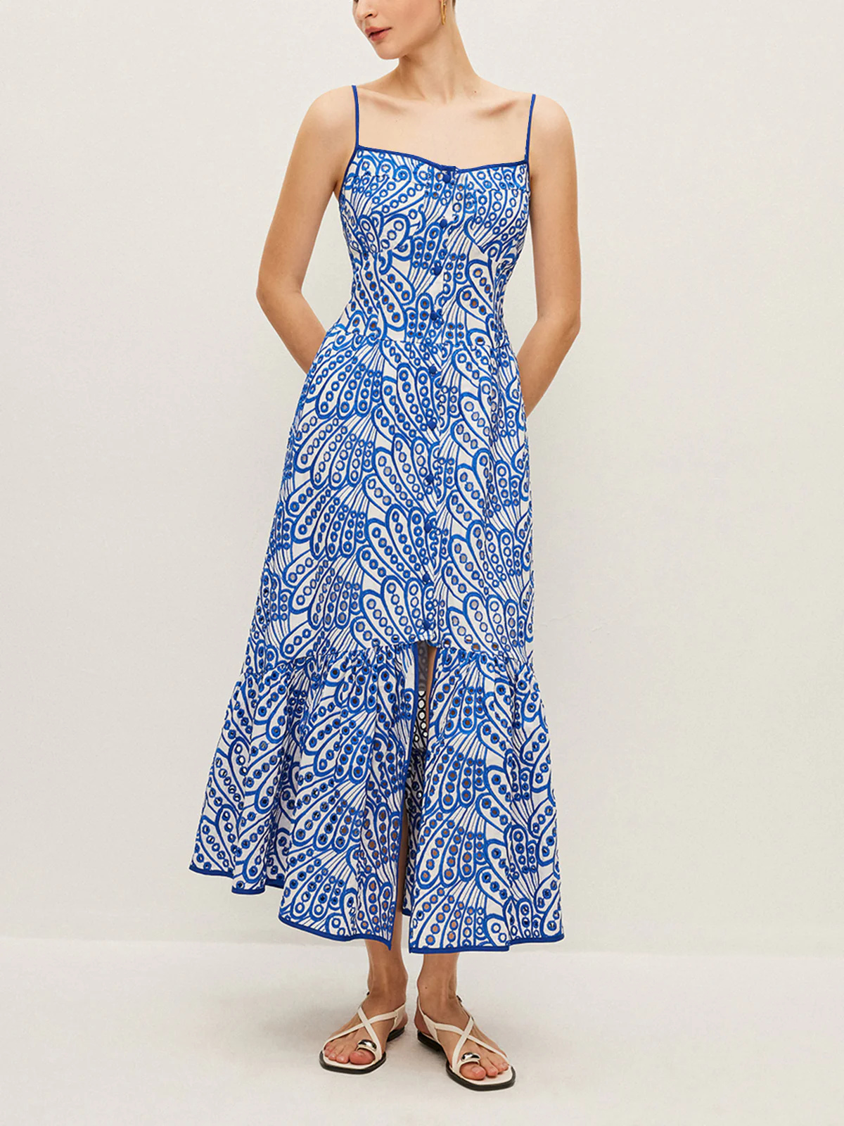 Cotton Embroidered Cami Dress - Image 5