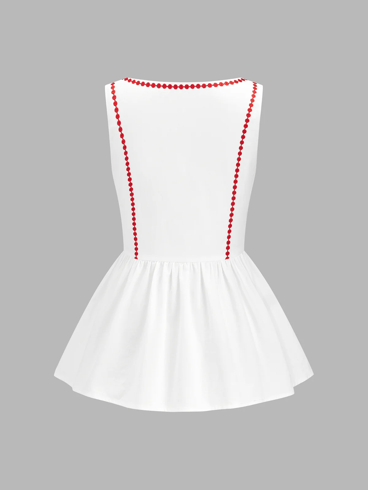 Cotton Embroidered Peplum Sleeveless Tank Top - Image 2