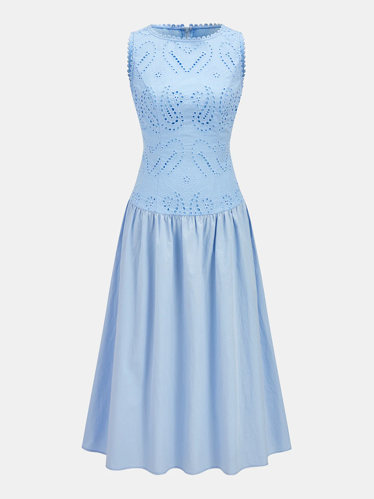 Cotton Eyelet Embroidered Sleeveless Maxi Dress