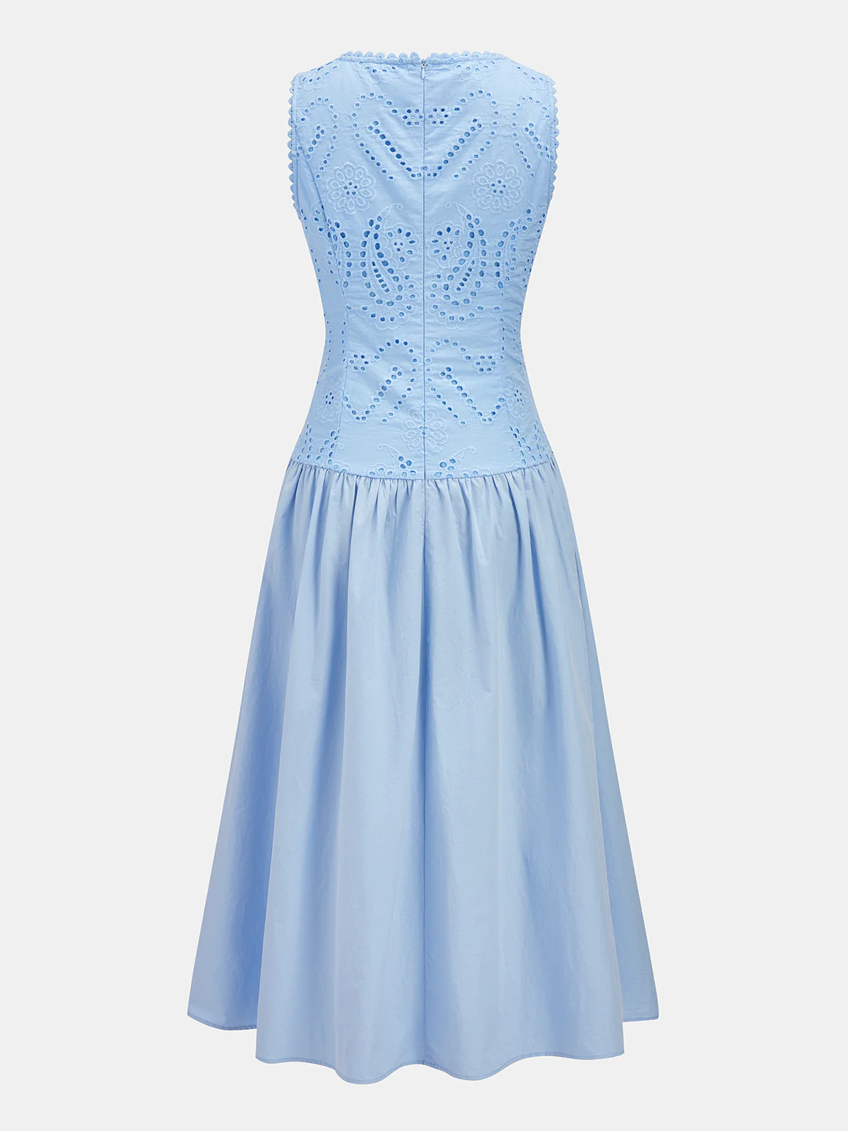 Cotton Eyelet Embroidered Sleeveless Maxi Dress - Image 2