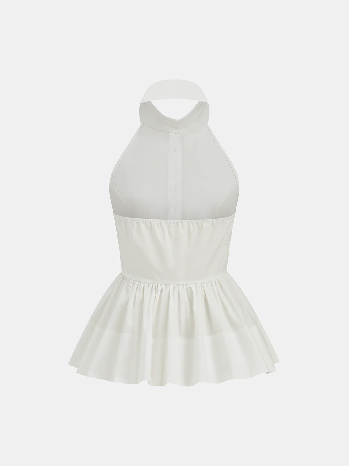 Cotton Halter Backless Peplum Blouse - Image 3
