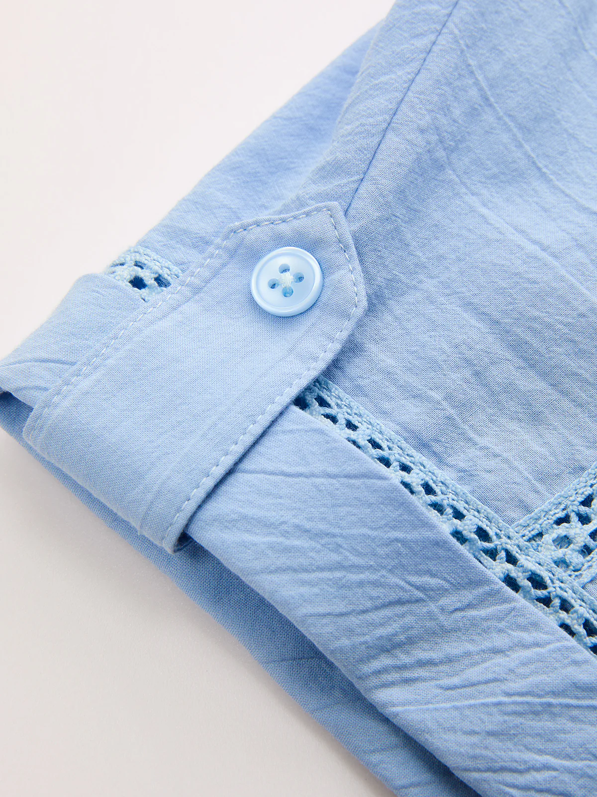 Cotton Hollow Trim Shirt & Pleated Shorts - Image 9