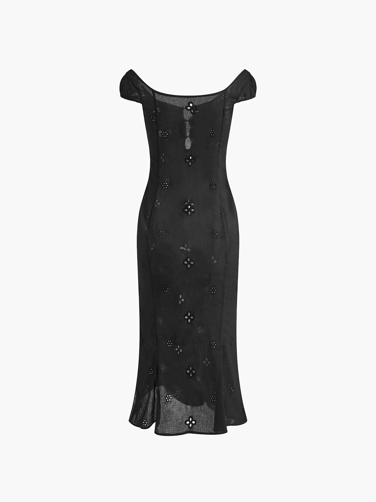 Semi-Sheer Cotton Keyhole Neckline Midi Dress - Image 8