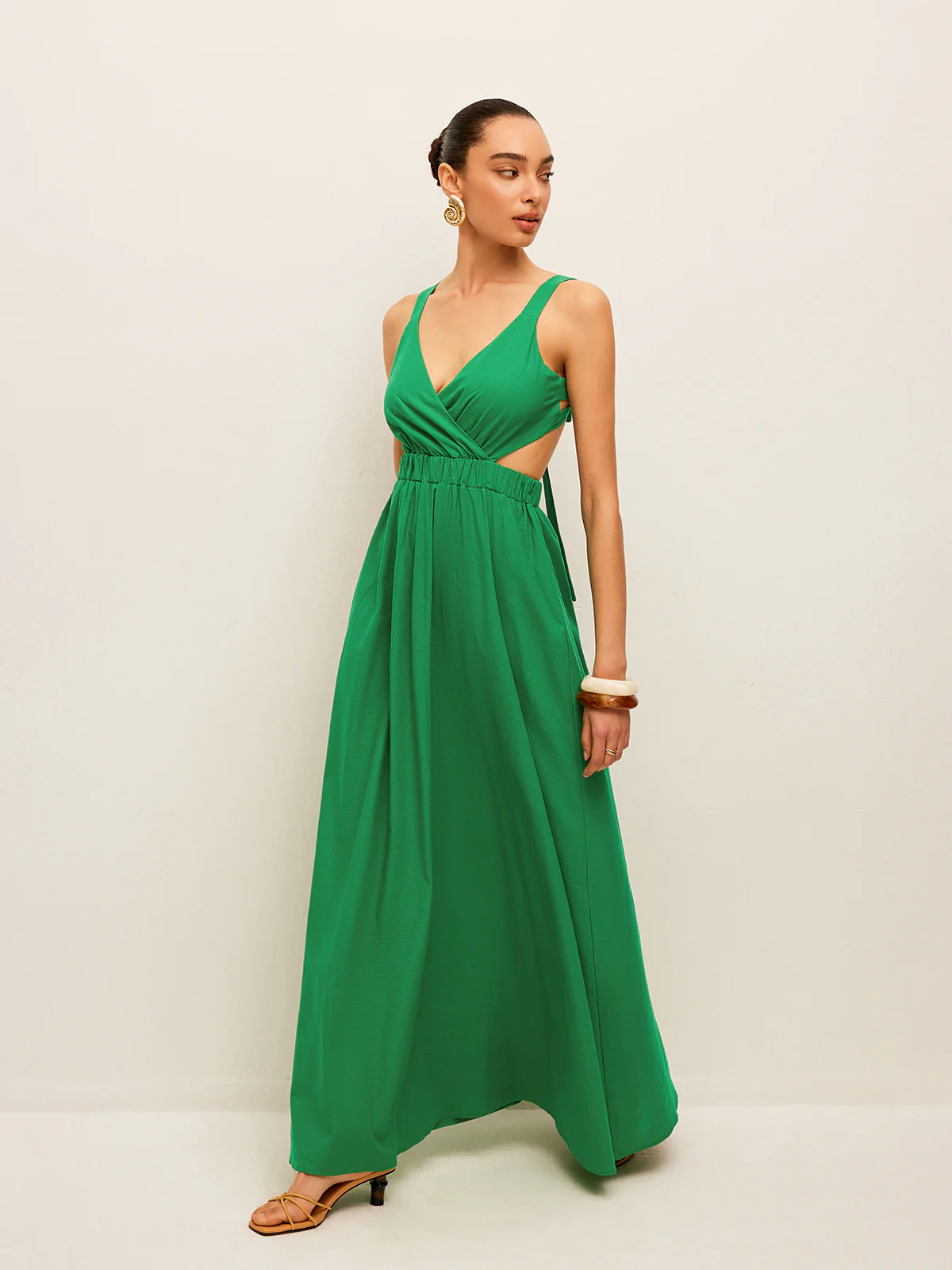 Cotton & Linen Back Tie Detail Dress - Image 3