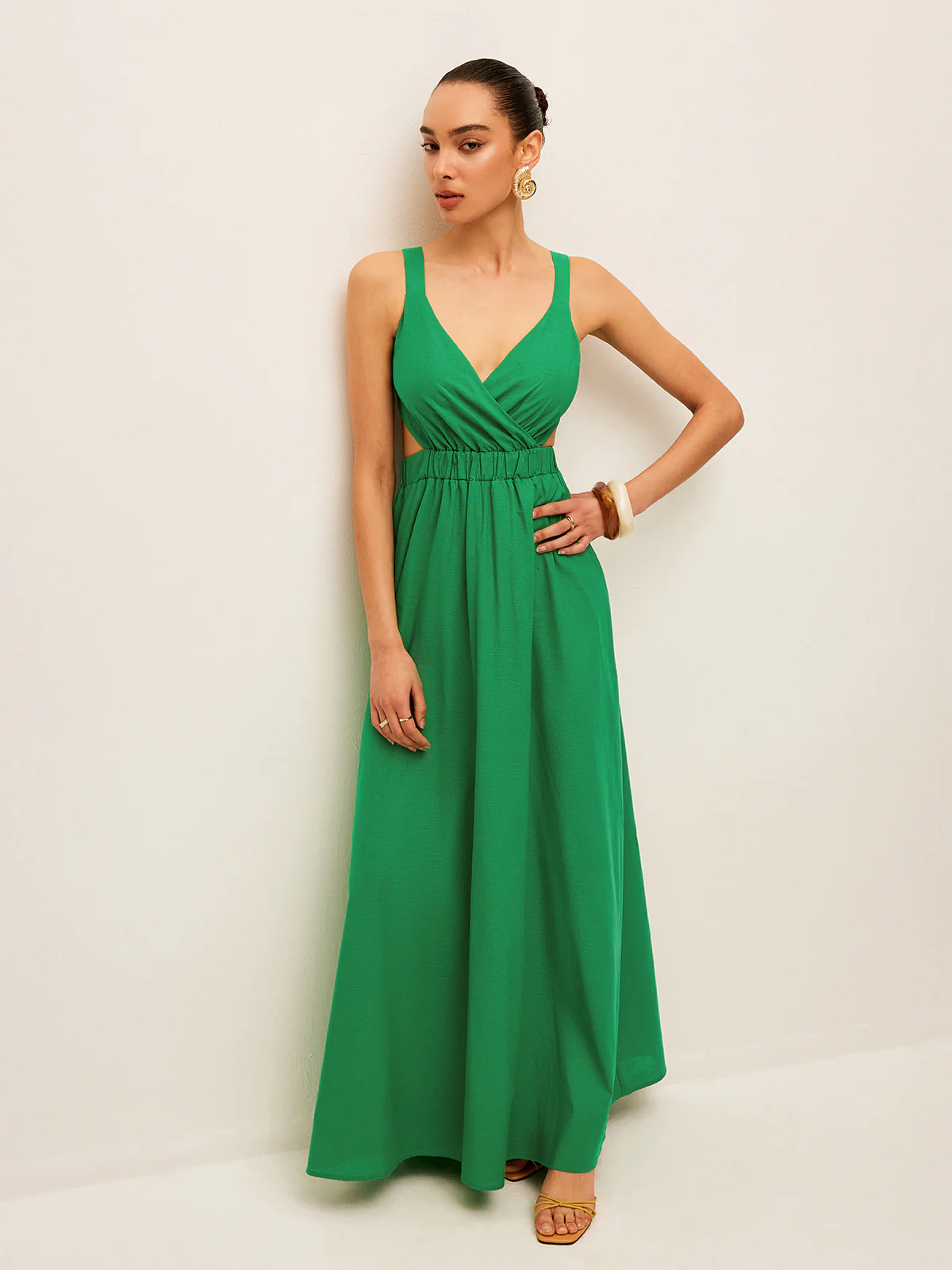 Cotton & Linen Back Tie Detail Dress - Image 4