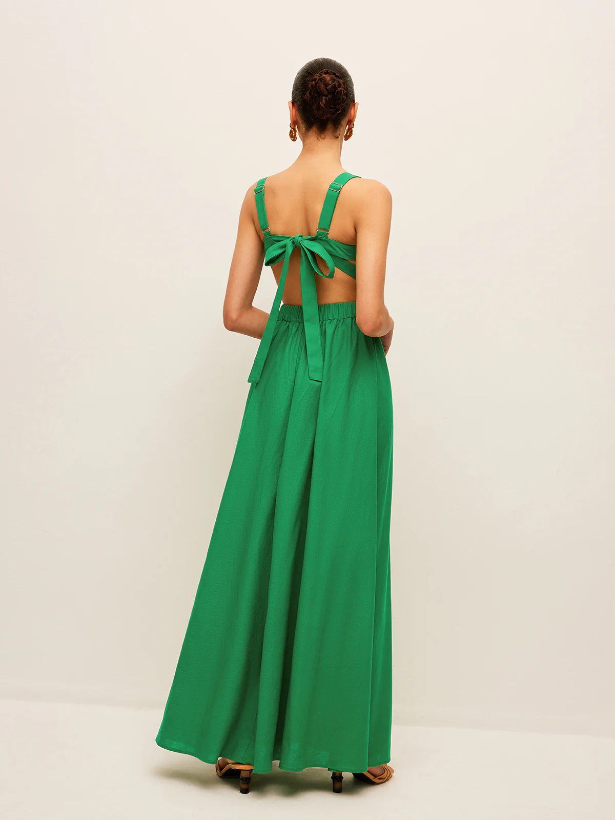 Cotton & Linen Back Tie Detail Dress - Image 6