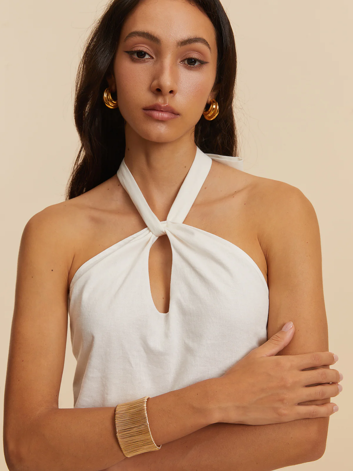 Cotton & Linen Backless Halter Dress - Image 4