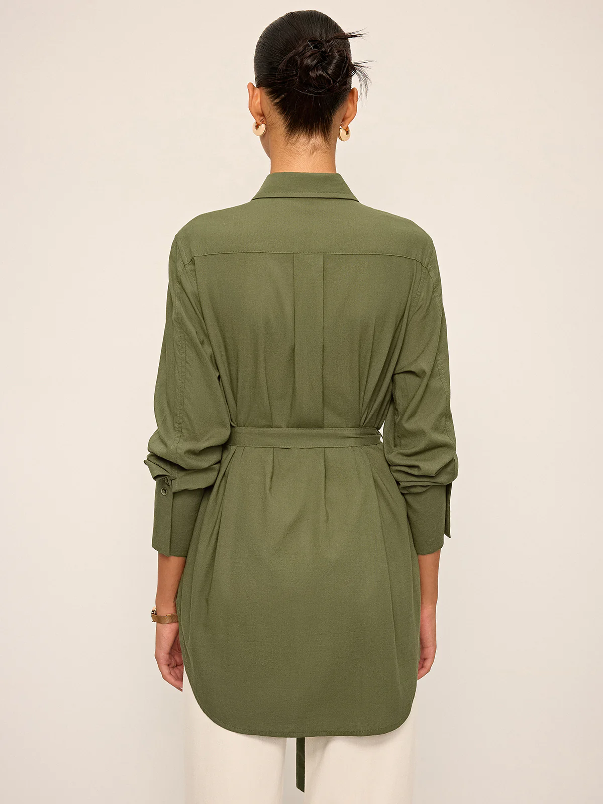 Cotton & Linen Belted Long-Sleeve Shirt - Image 6