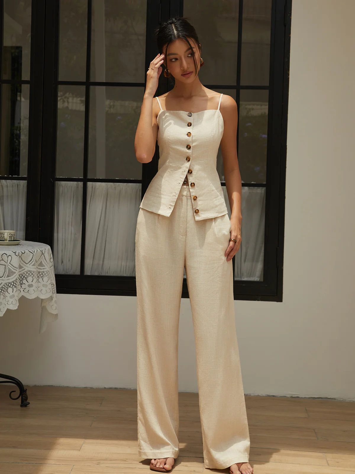 Cotton & Linen Button Cami Top - Image 4