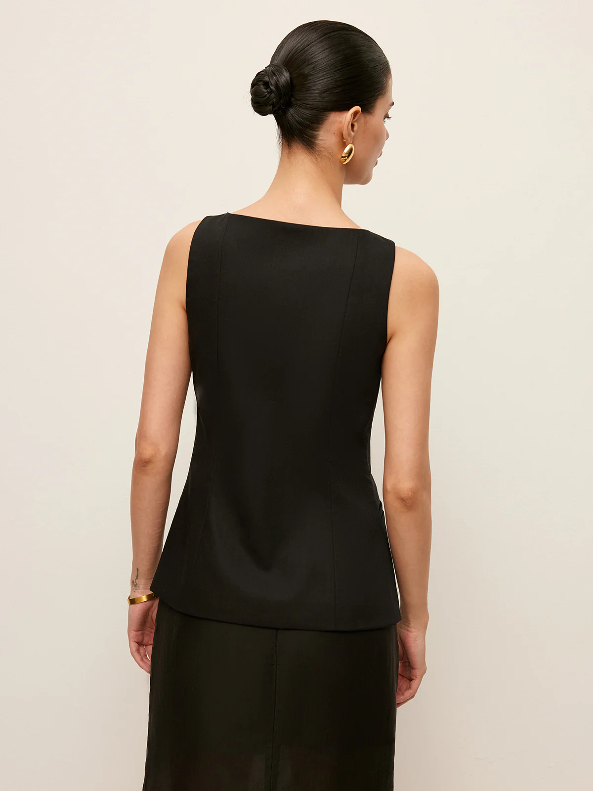 Cotton & Linen Button-Front Vest Without Belt - Image 4