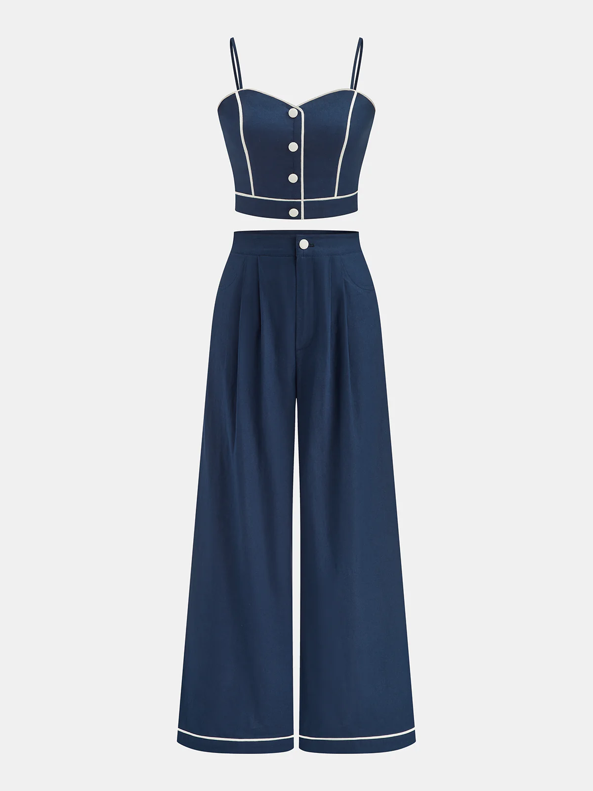 Cotton Linen Cami Top & Wide Leg Pant Set - Image 2