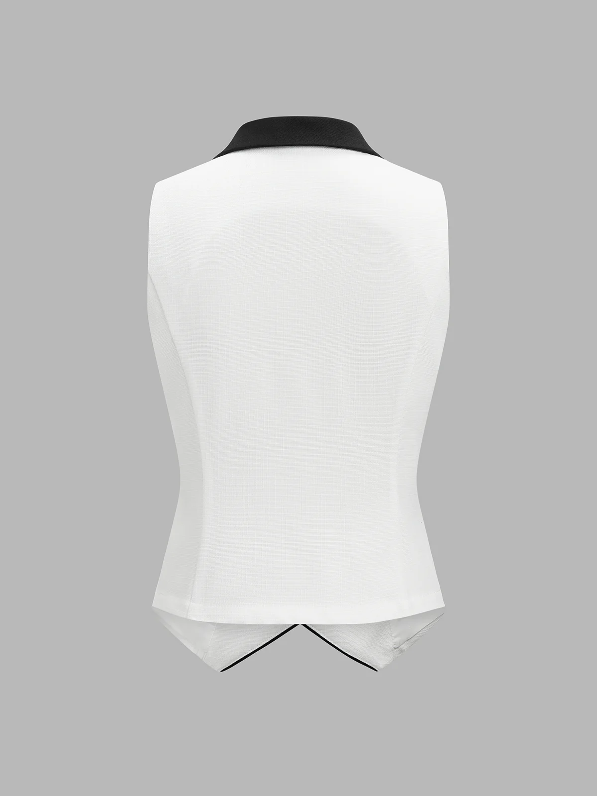 Cotton Linen Contrast Collar Vest & Shorts Set - Image 3