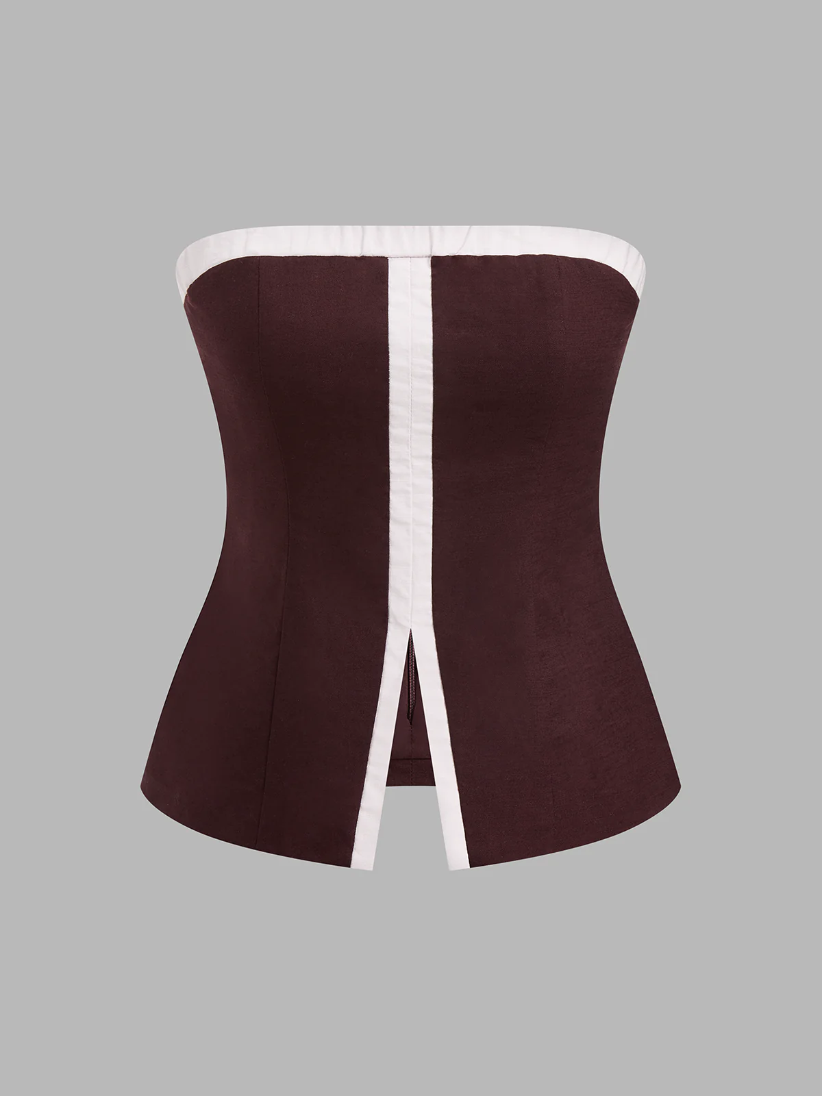 Cotton Linen Contrast Trim Tube Top & Pants Set - Image 2