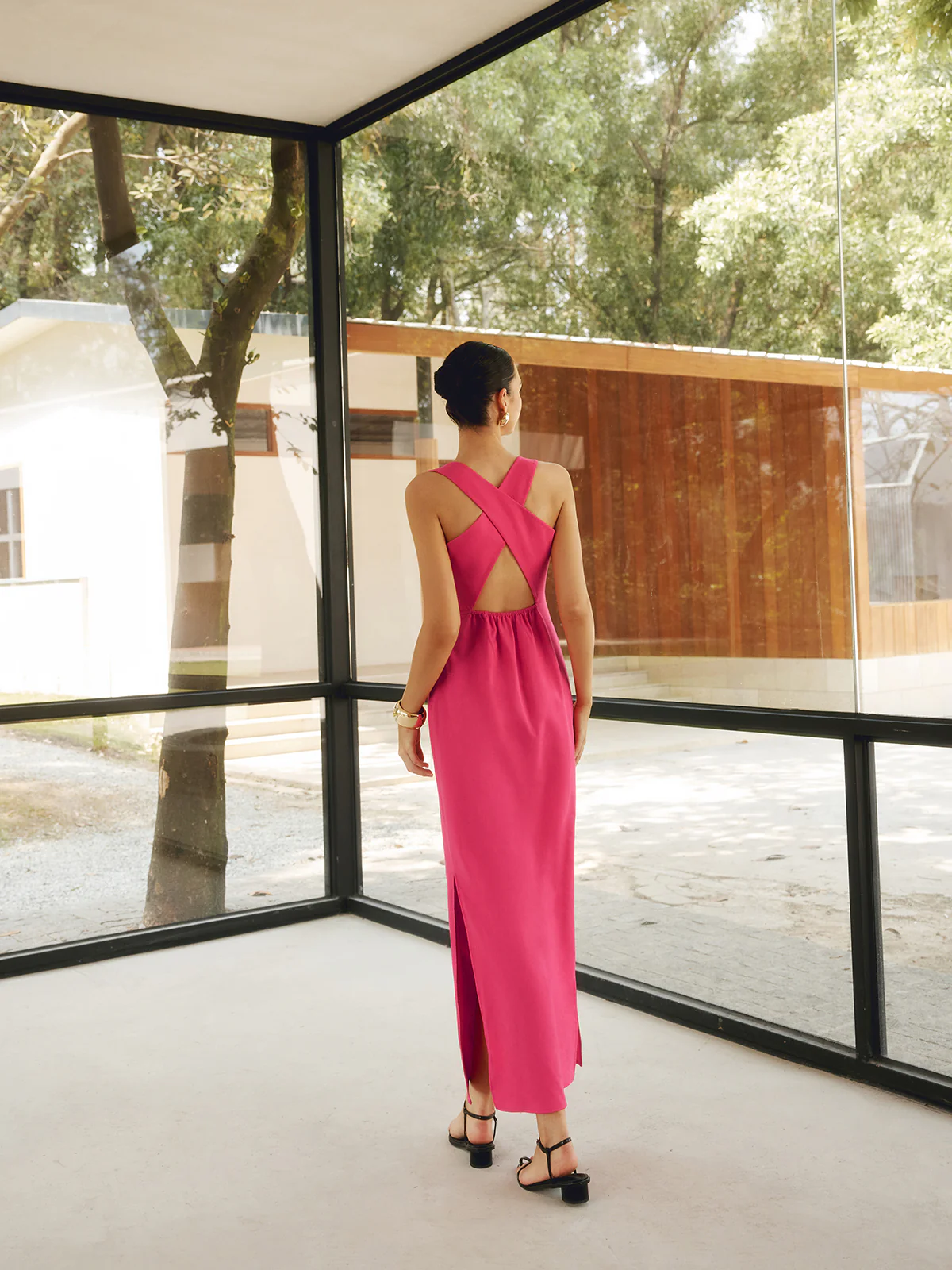 Cotton & Linen Crisscross Long Dress - Image 5