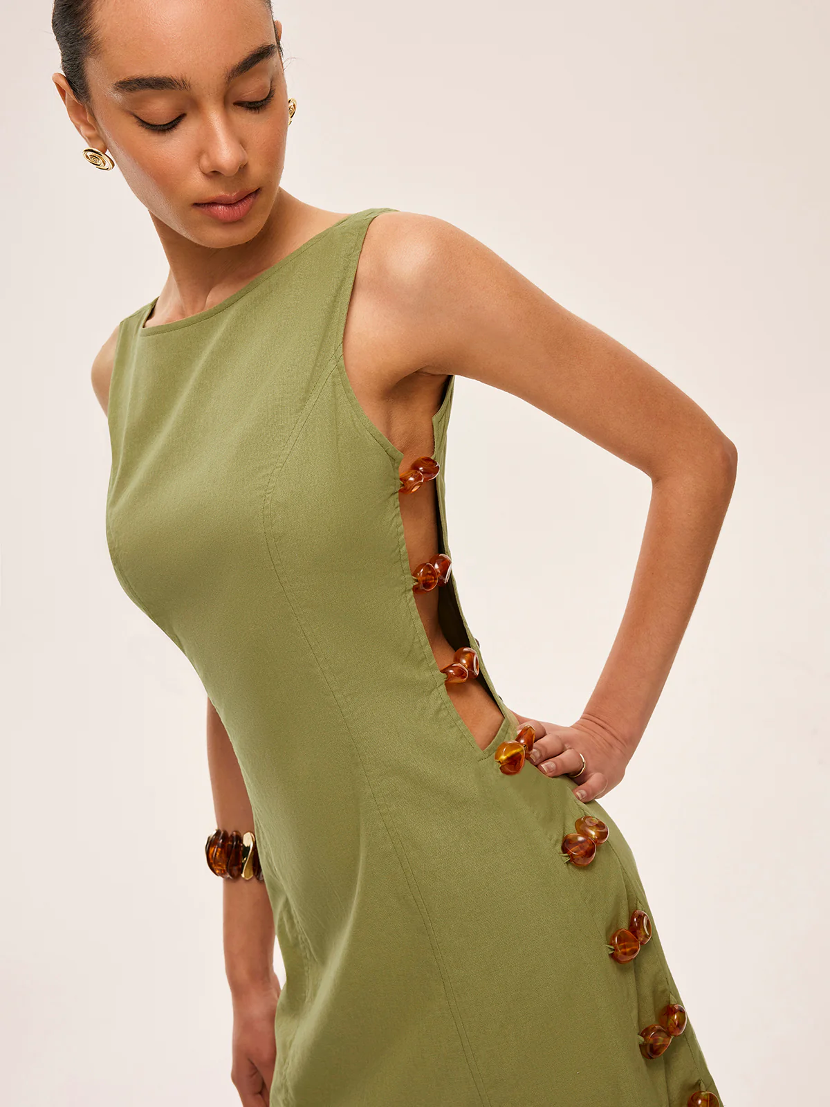 Cotton & Linen Cut-Out Side Dress - Image 2
