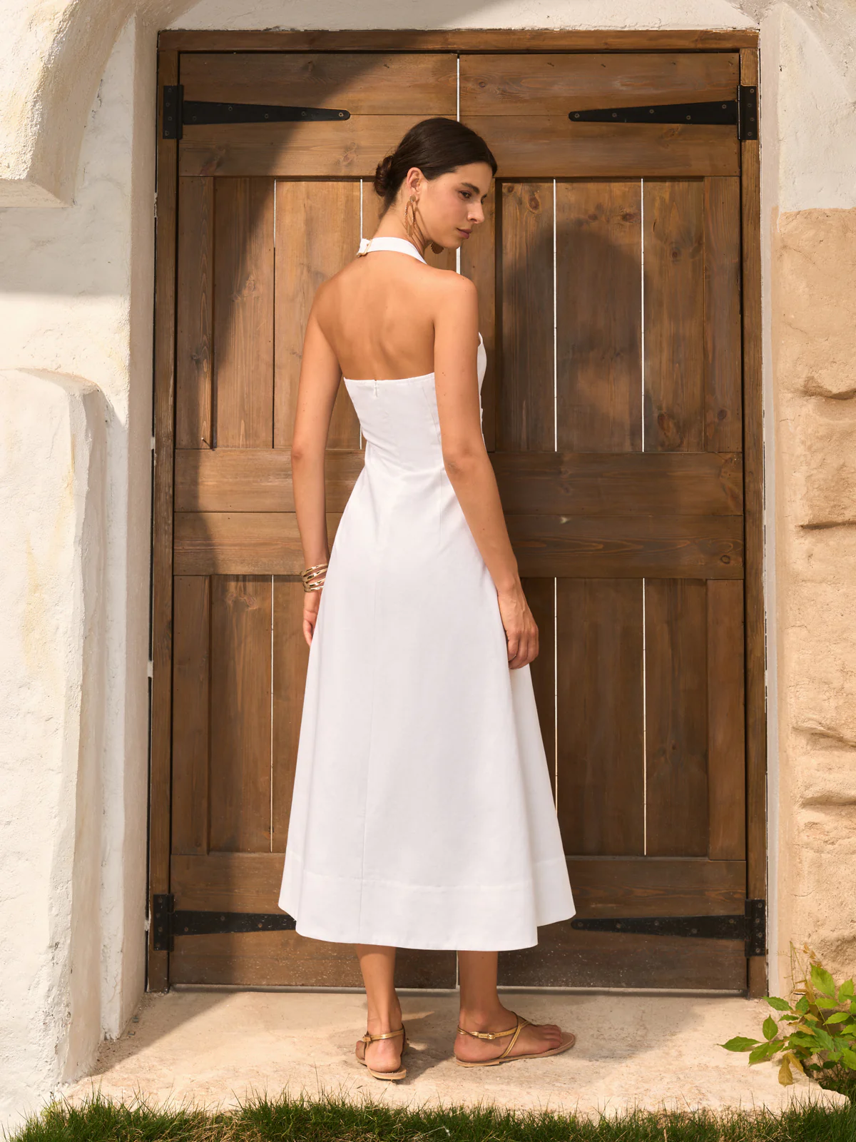 Cotton & Linen Cutout Halter Dress - Image 5