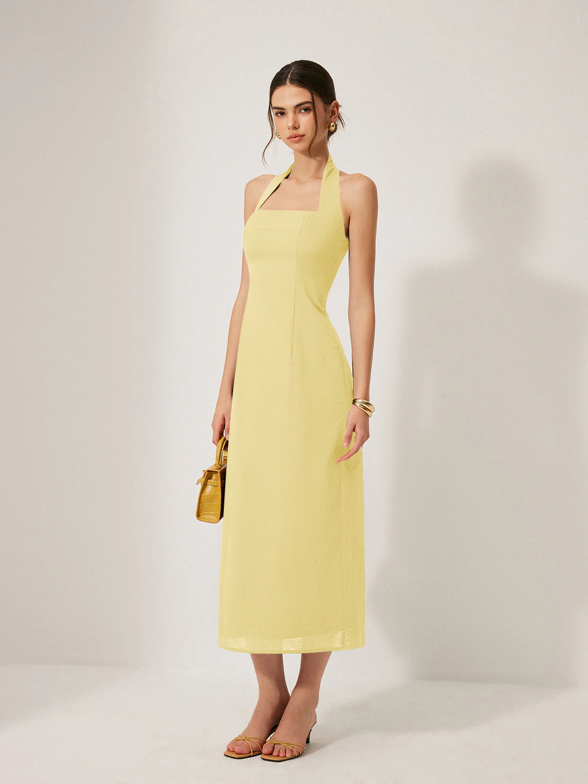 Cotton & Linen Halter Backless Split Dress - Image 11