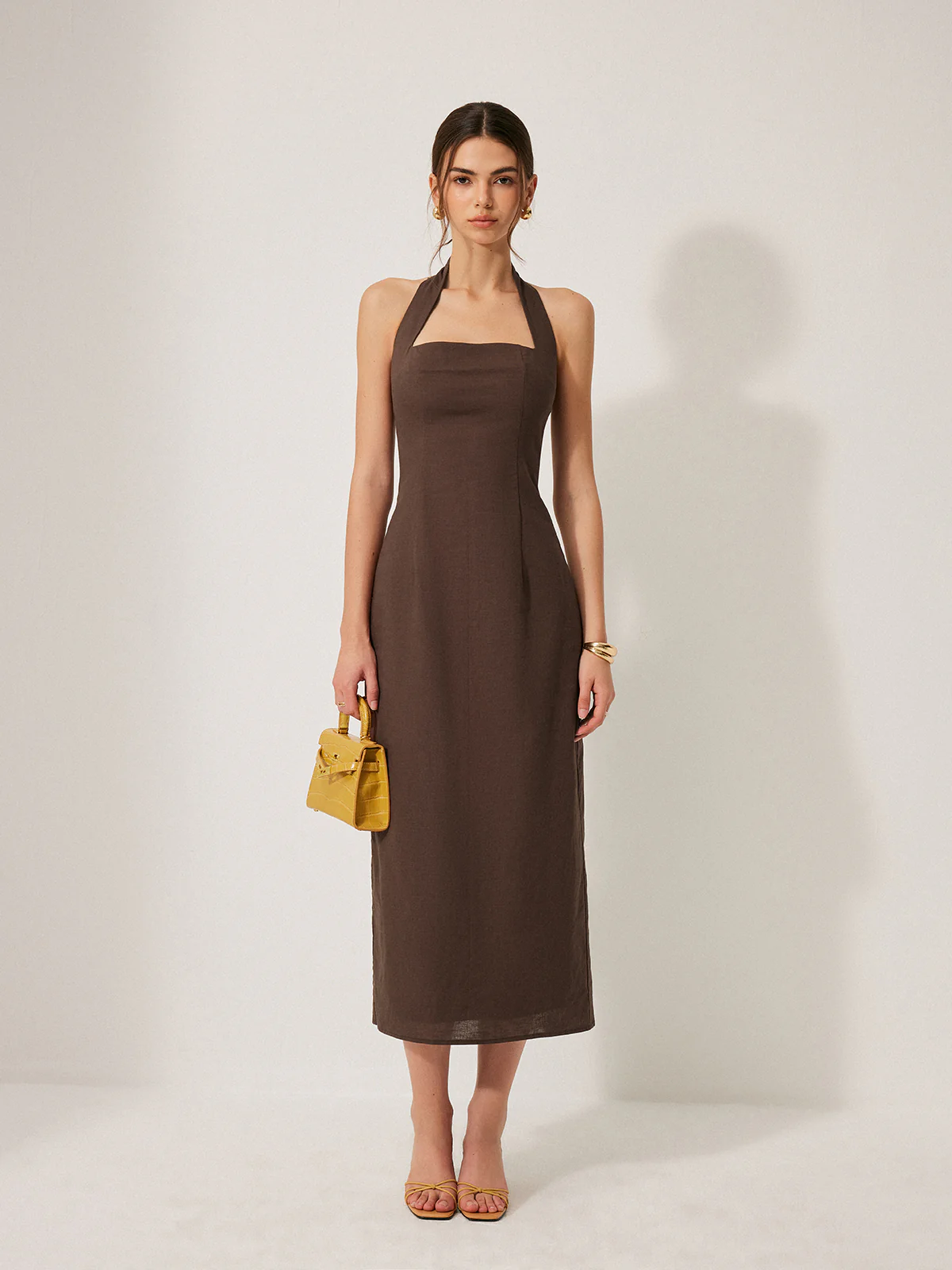 Cotton & Linen Halter Backless Split Dress - Image 3