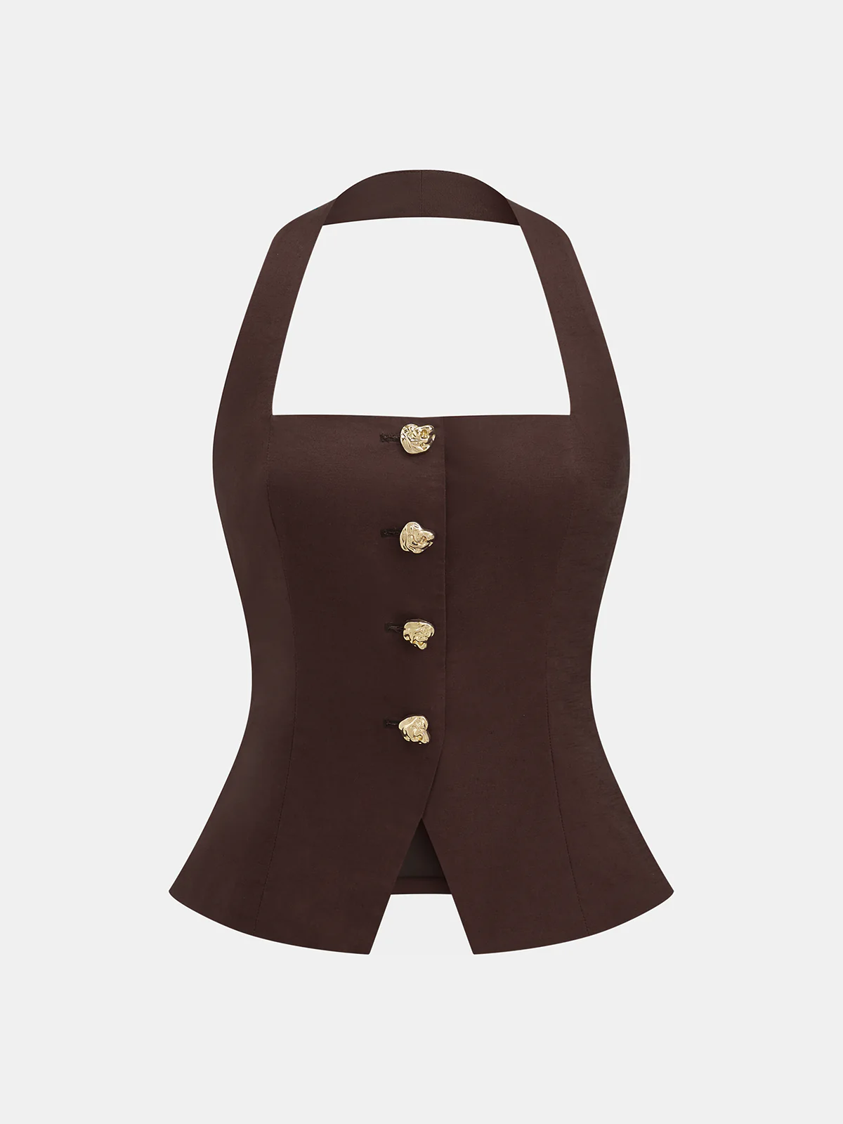 Cotton Linen Halter Buttoned Top & Pants Set - Image 2