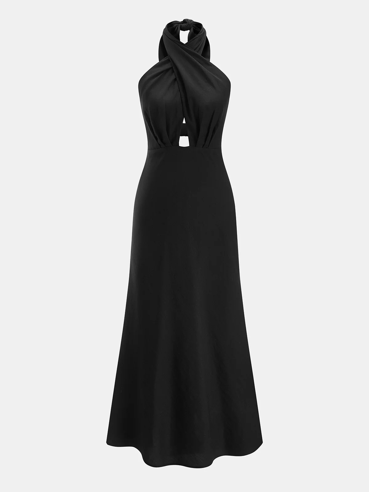 Cotton Linen Halter Neck Cut-Out Maxi Dress - Image 2