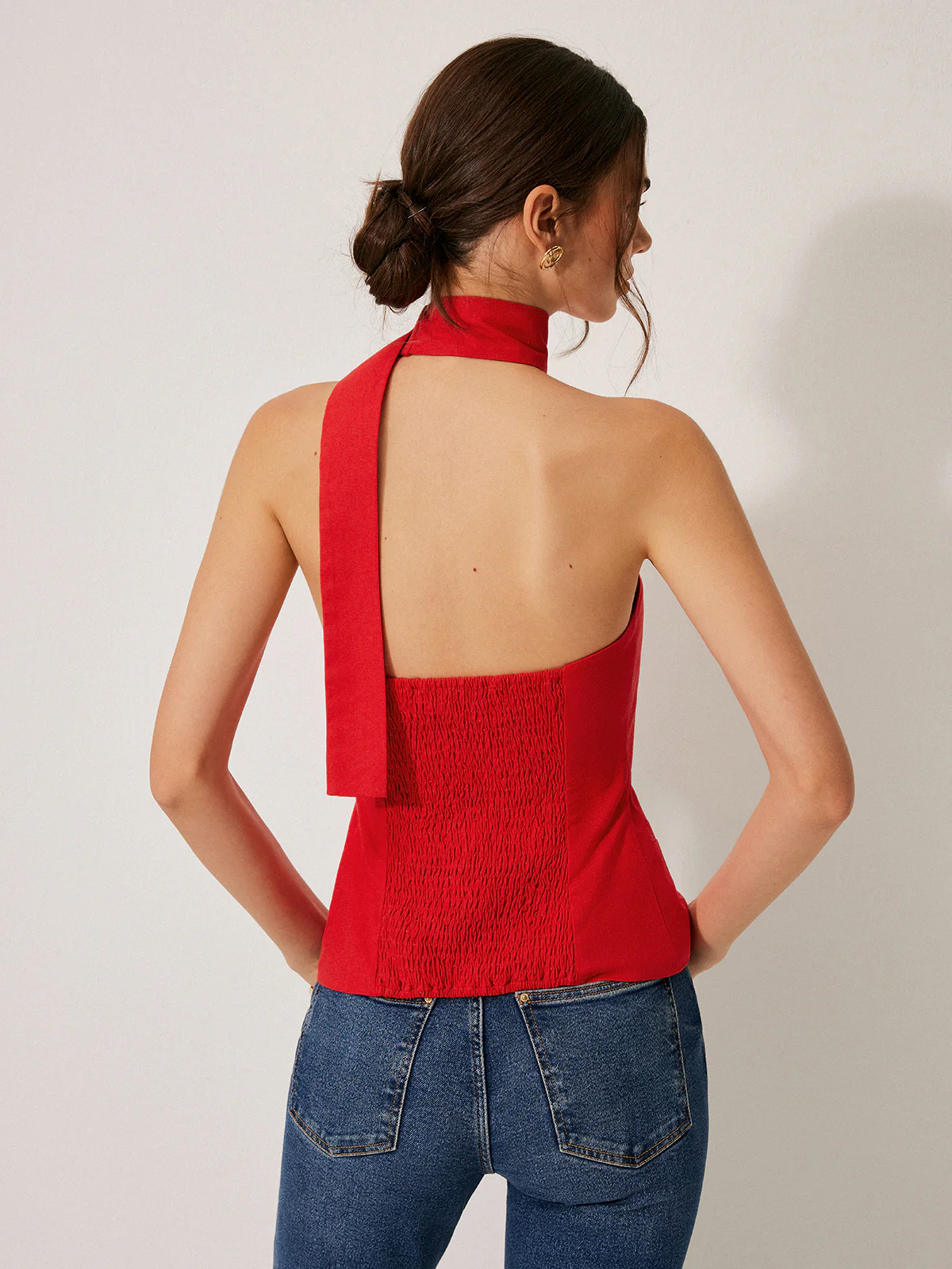 Cotton & Linen Halter Top With Decor Pockets - Image 6