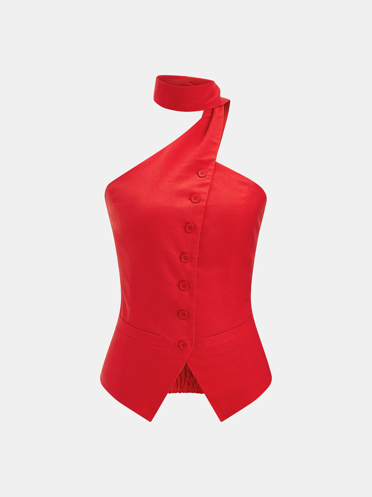 Cotton & Linen Halter Top With Decor Pockets - Image 8