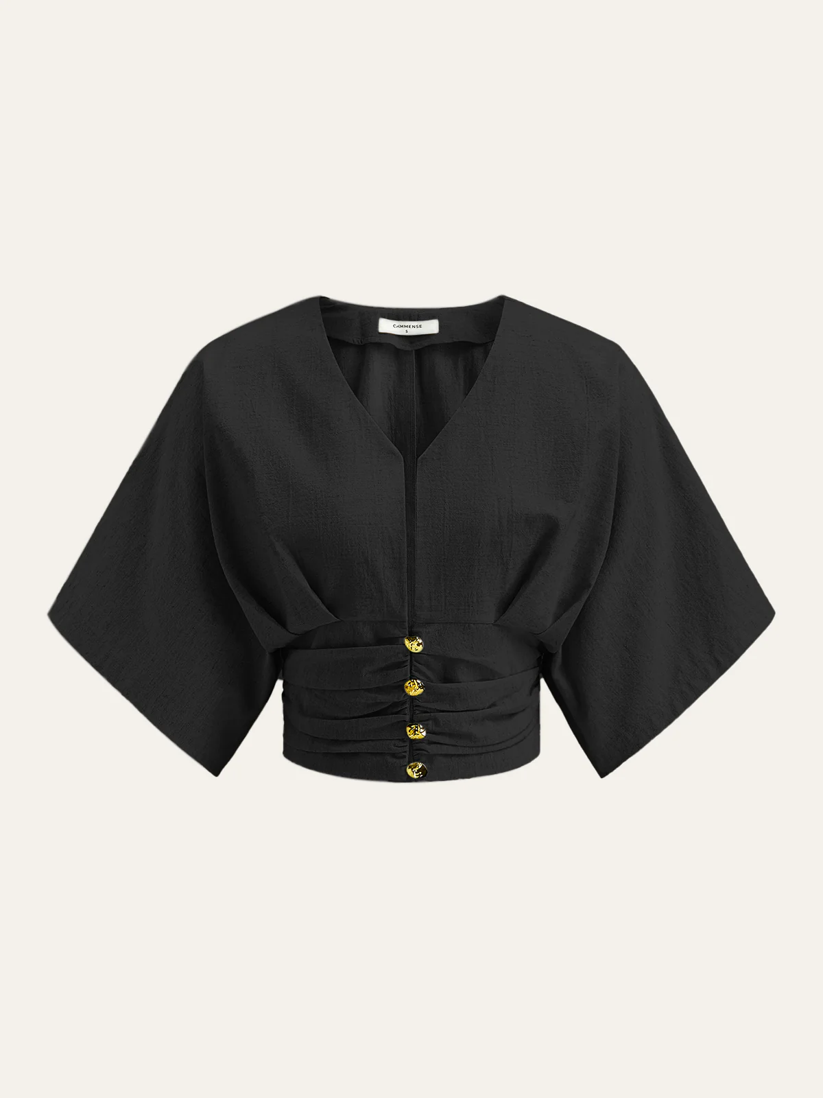 Cotton & Linen Kimono Sleeve Button Top - Image 6