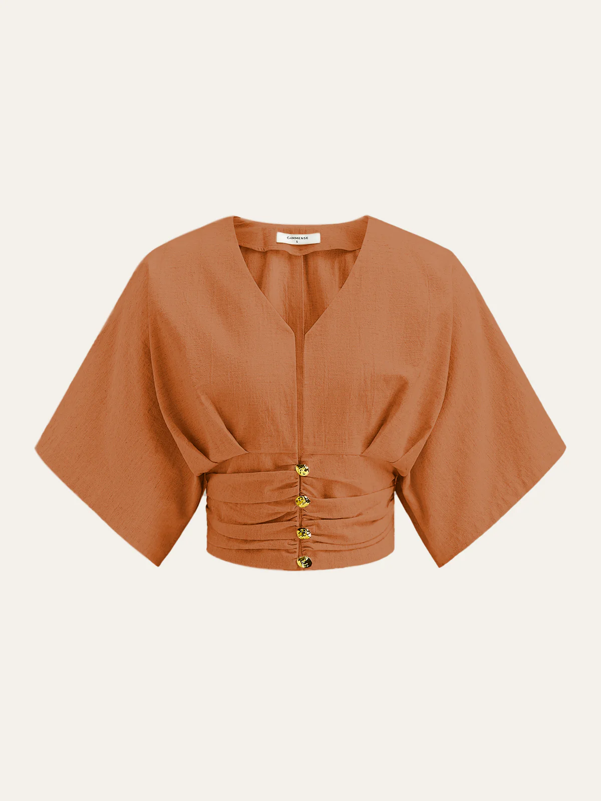 Cotton & Linen Kimono Sleeve Button Top - Image 8