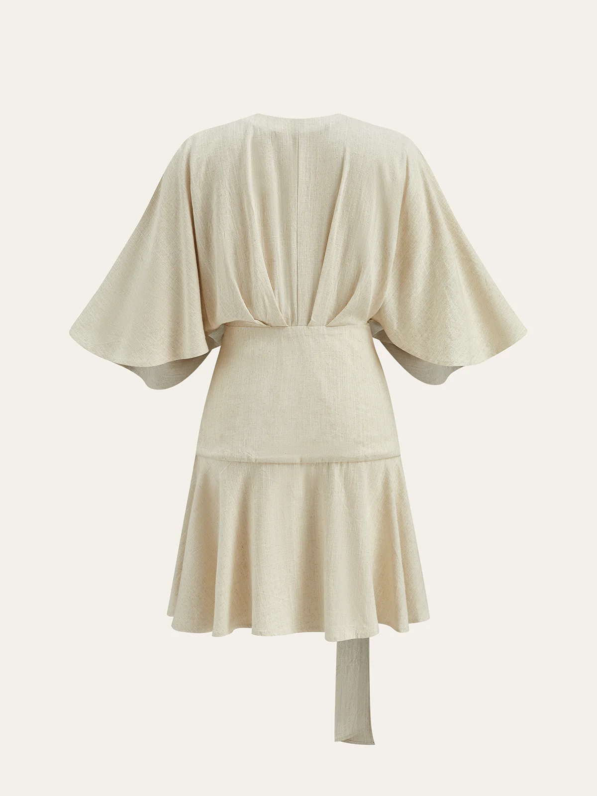 Cotton & Linen Kimono Sleeve Wrap Dress - Image 2