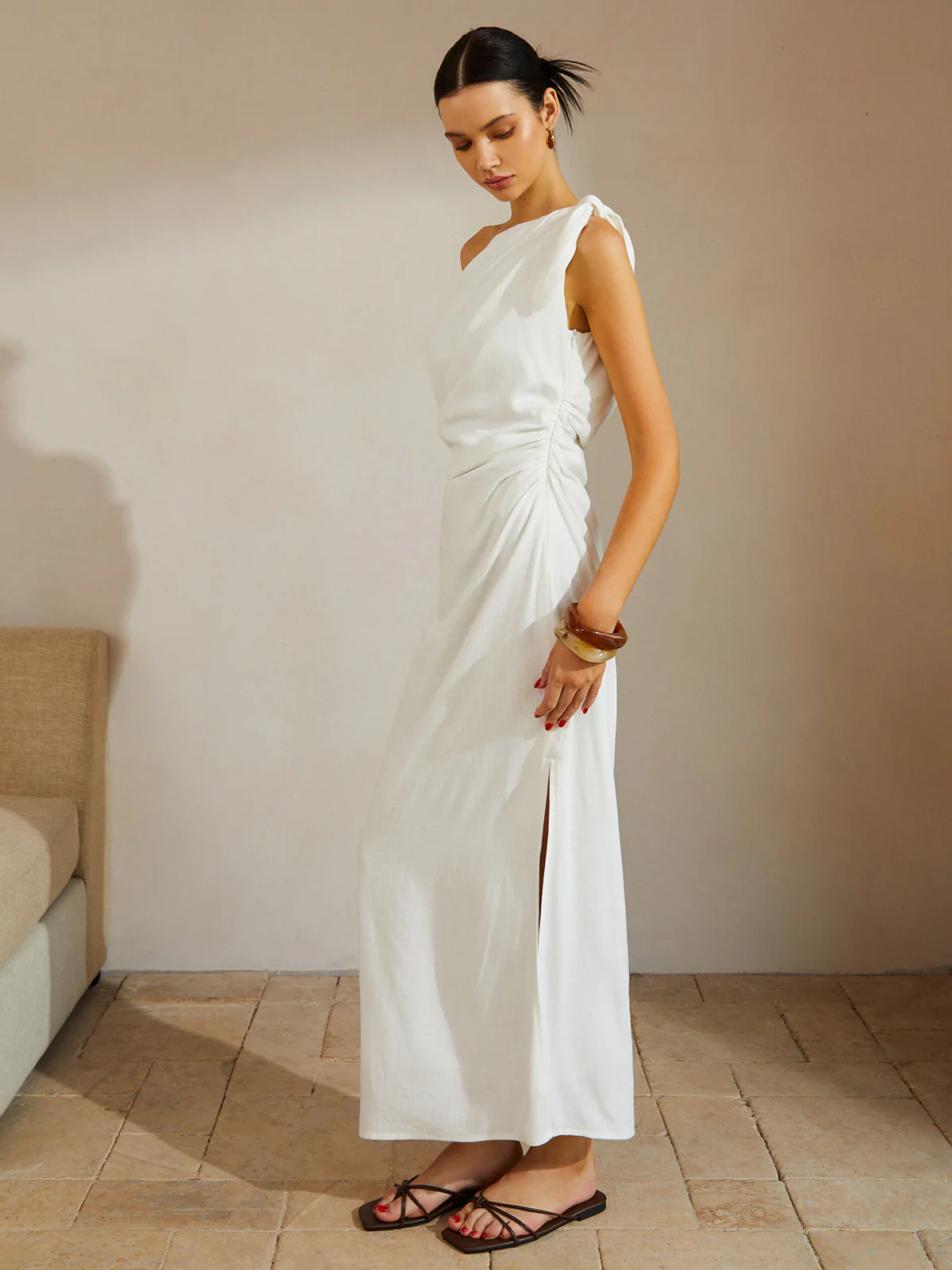 Cotton & Linen Knotted Strap Long Dress - Image 6