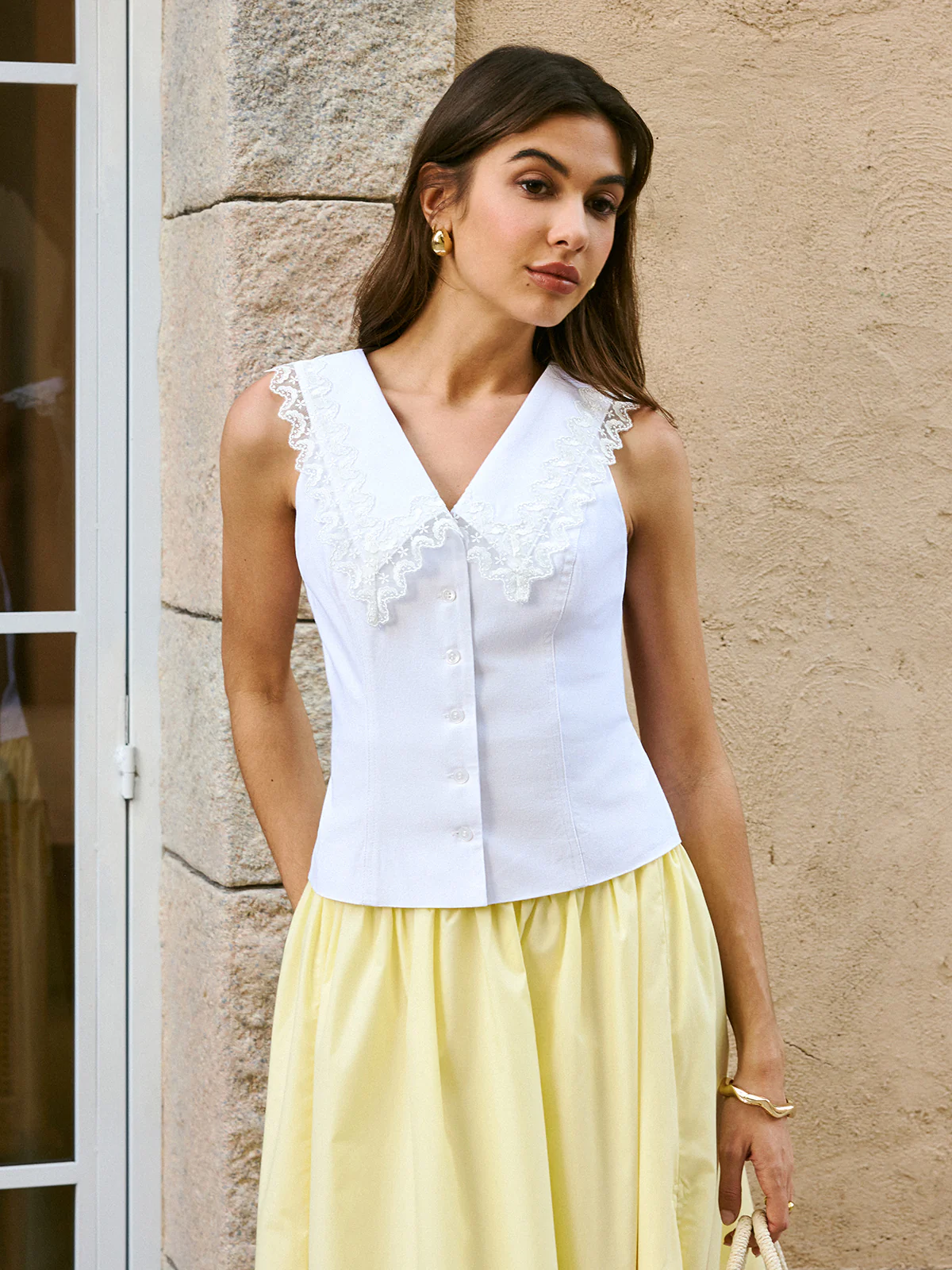 Cotton & Linen Lace Embroidery Top - Image 3