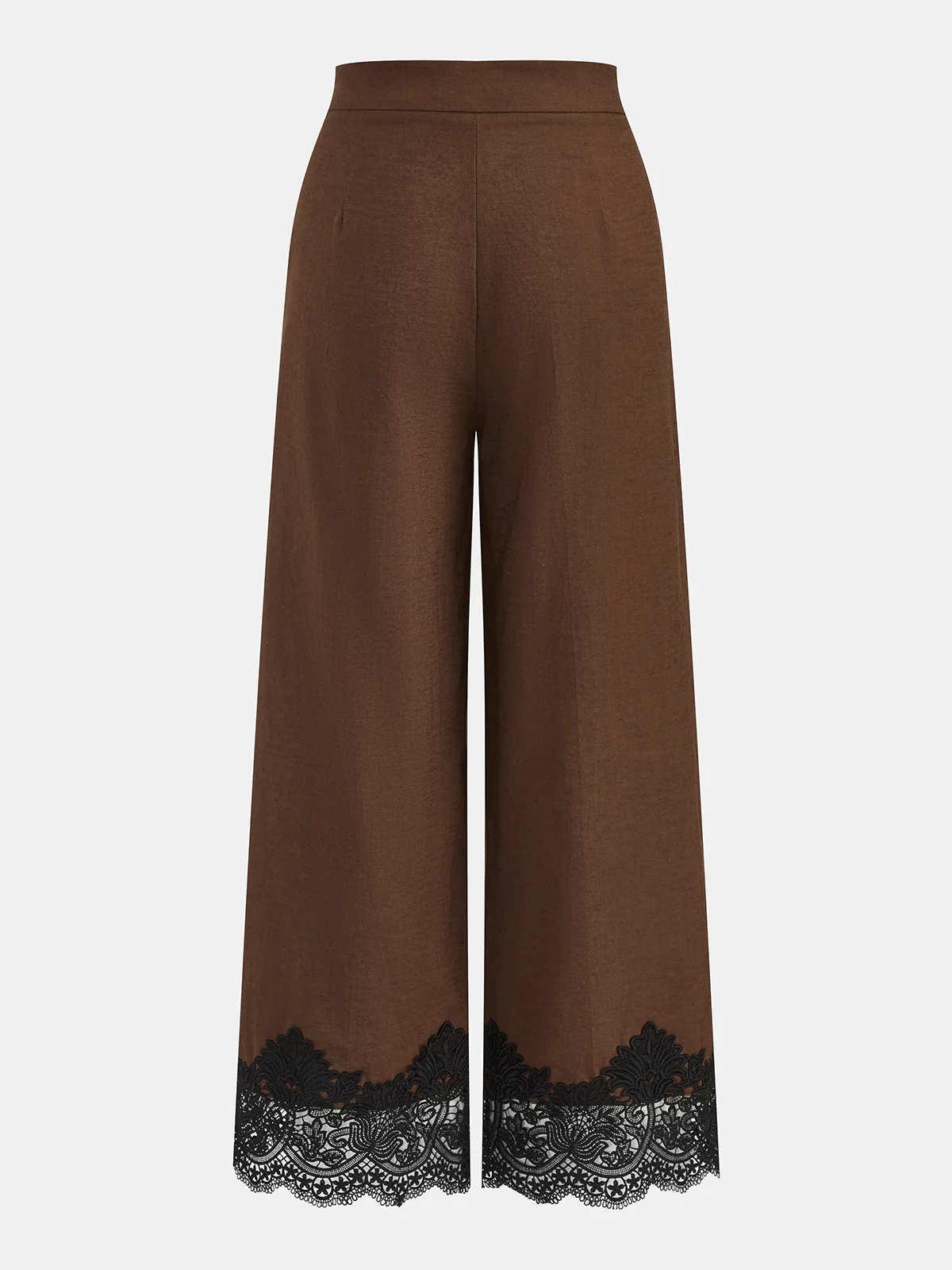 Cotton Linen Lace Trim Wide Leg Pants - Image 2