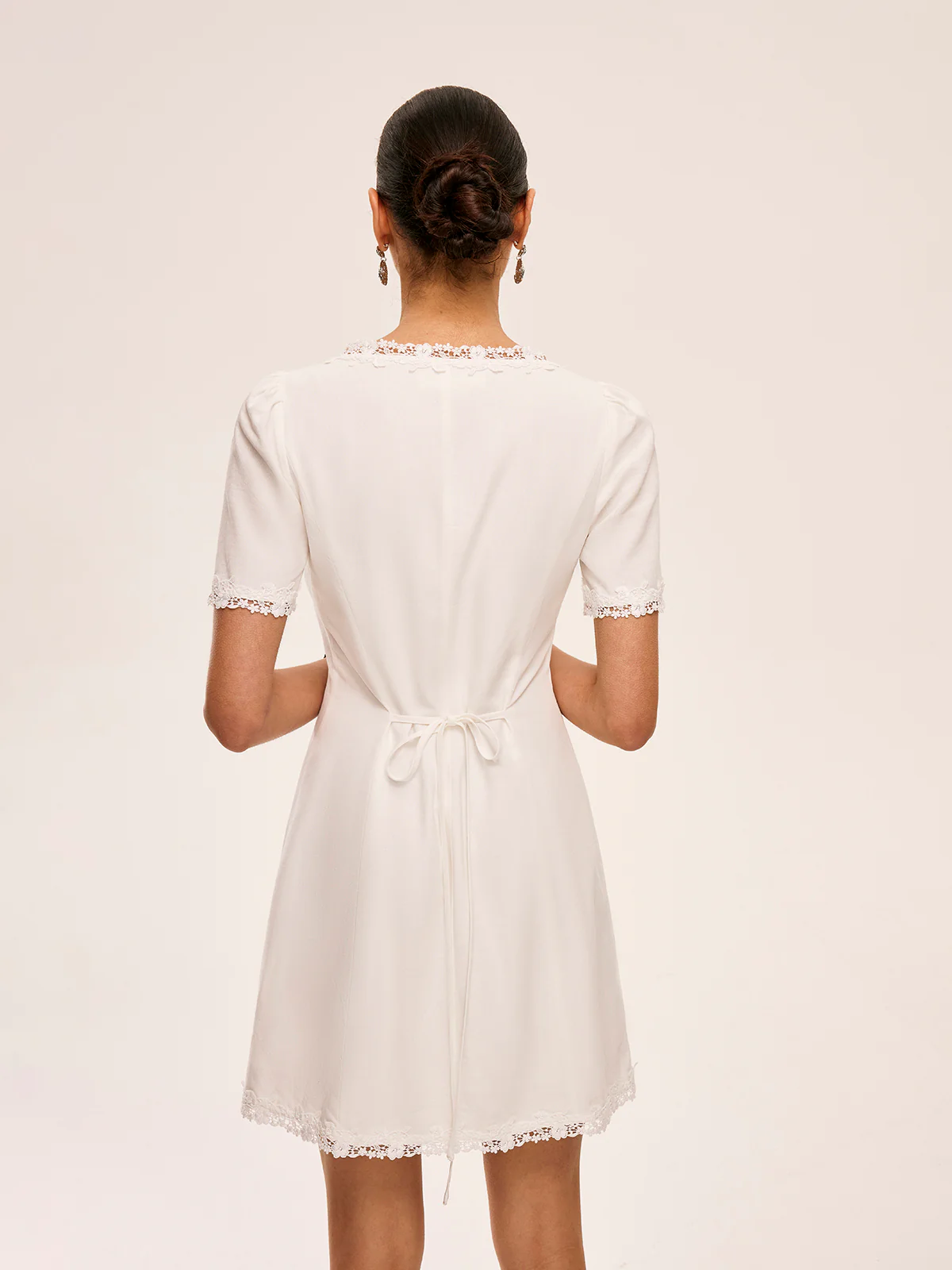 Cotton & Linen Lace-Trimmed Button-Detail Dress - Image 6