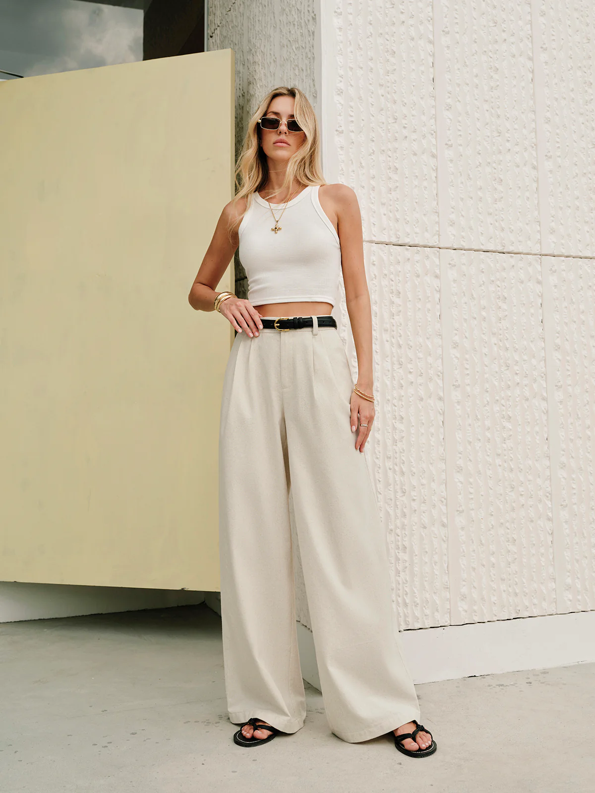 Cotton & Linen Mid-Waist Pants - Image 6