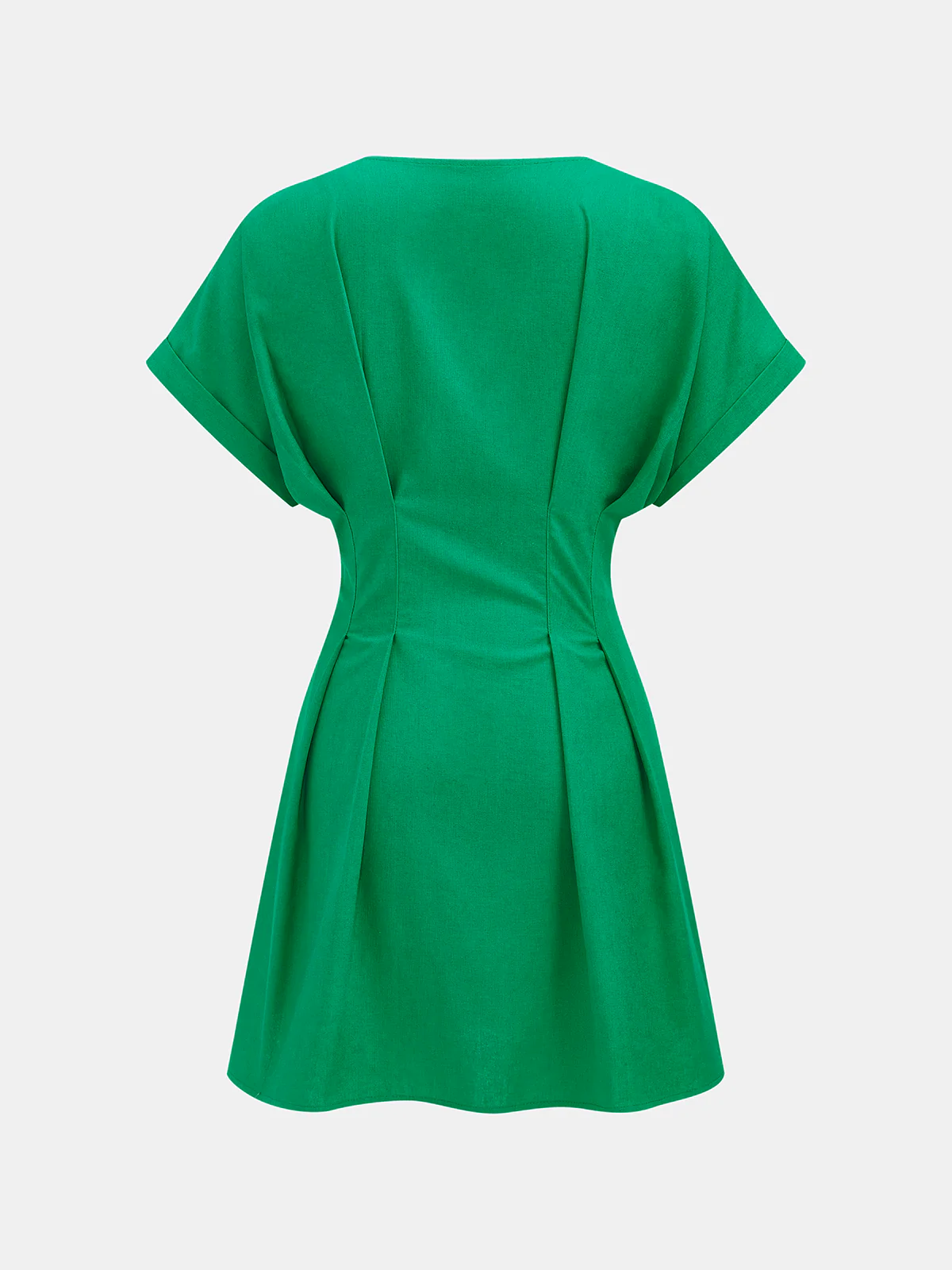 Cotton-Linen Pleated Button-Front  Mini Dress - Image 2